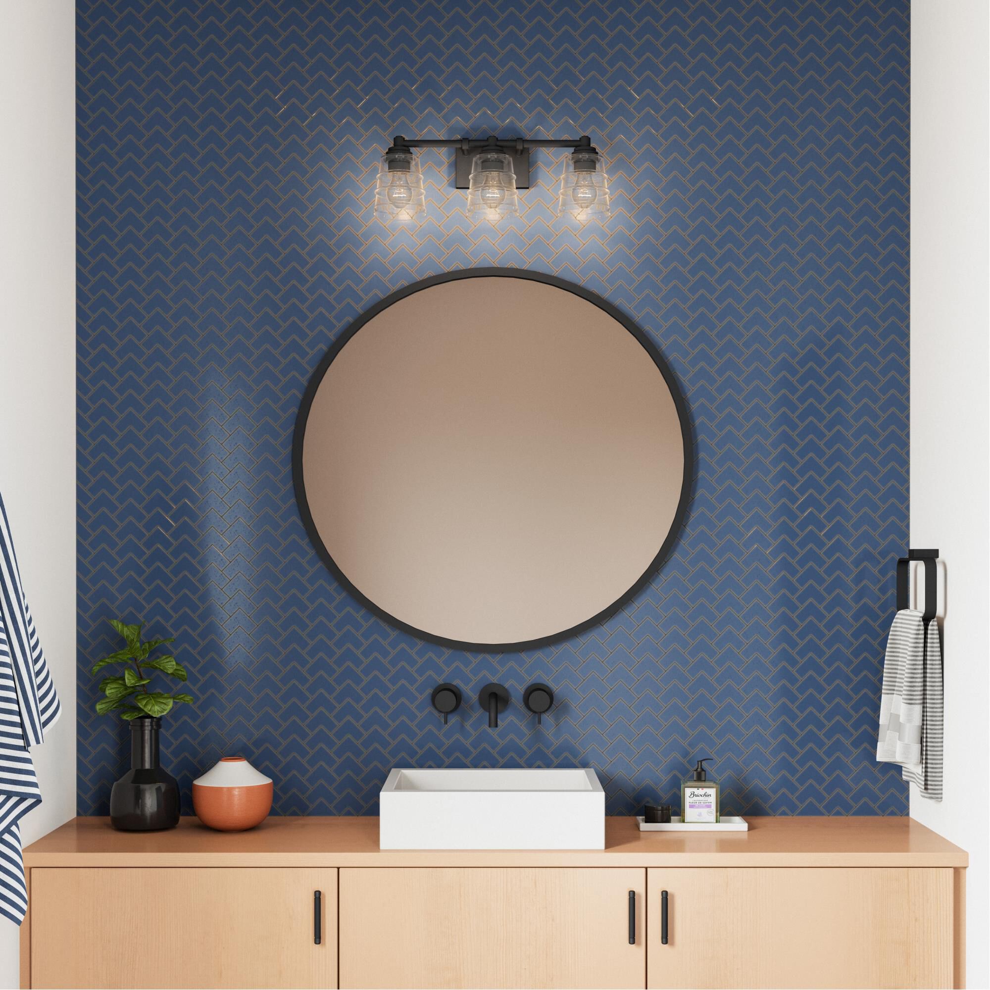 Shown in Black finish and Clear glass