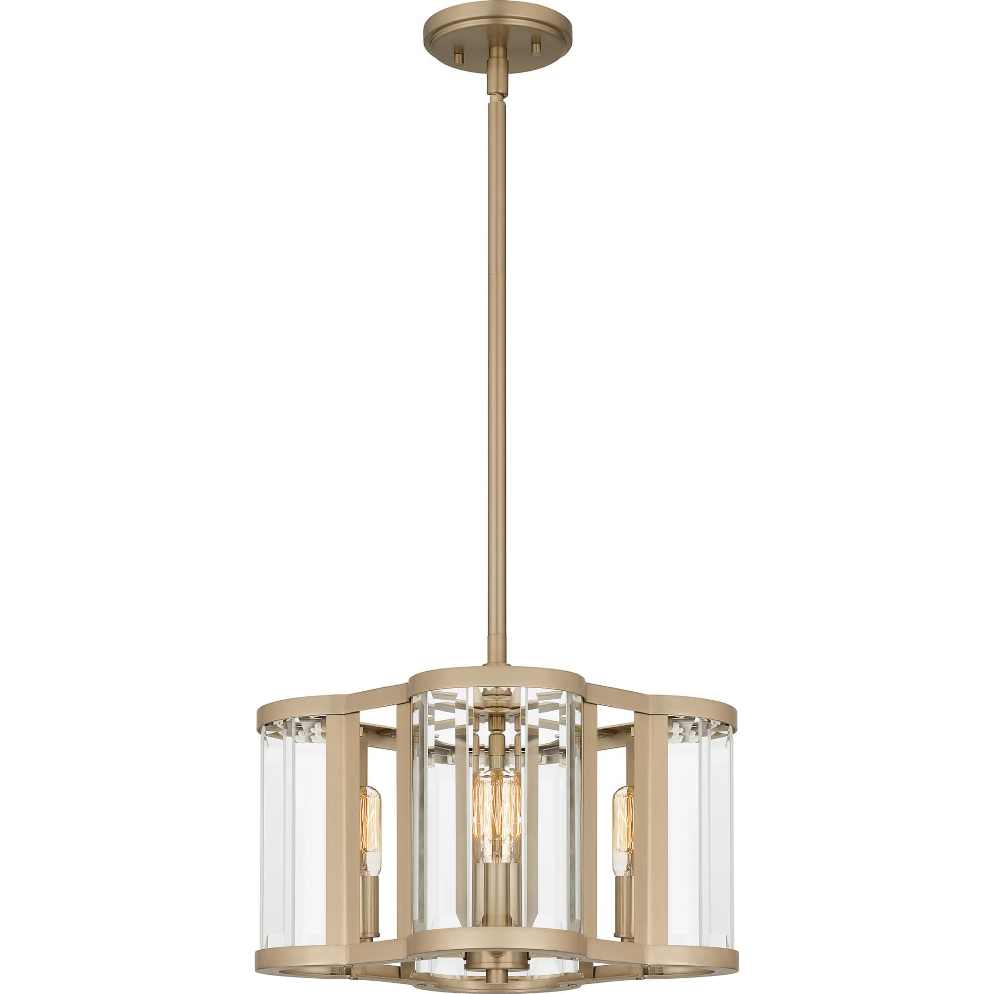 Shown in Bronze Gold finish and Clear Crystal Glass shade