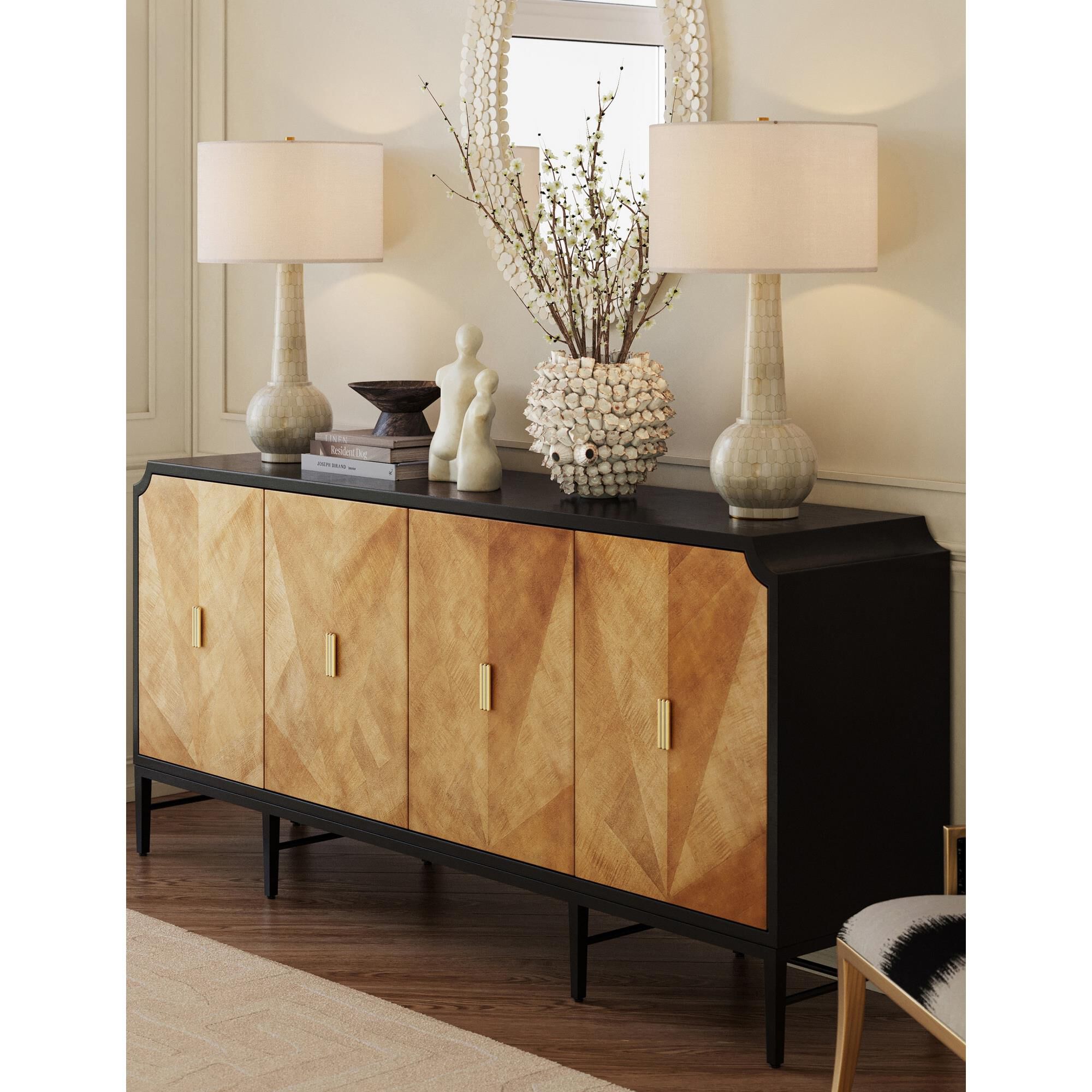 Shown in Natural Bone finish and Light Beige Linen shade