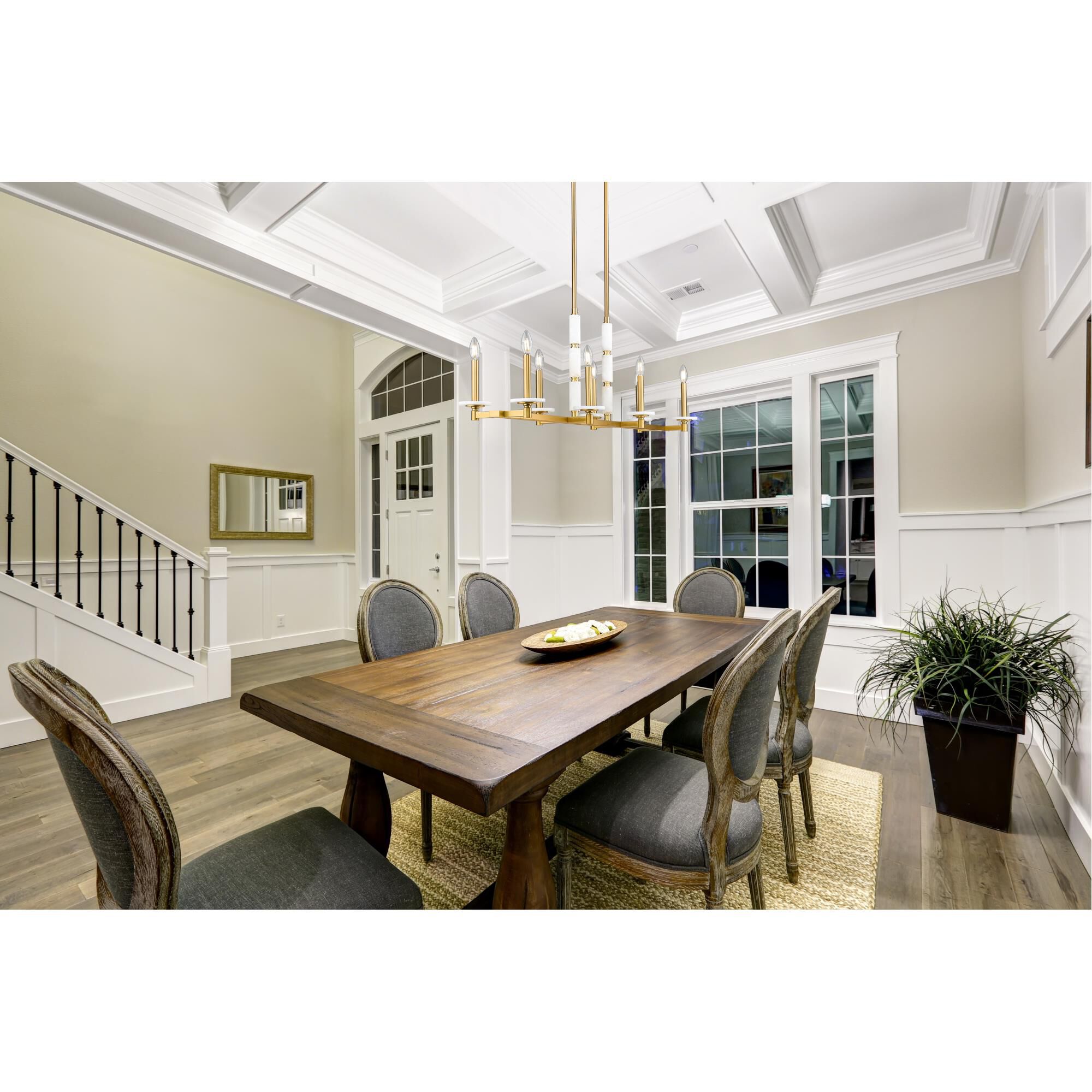 Shown in Modern Gold finish and Alabaster glass and Alabaster shade