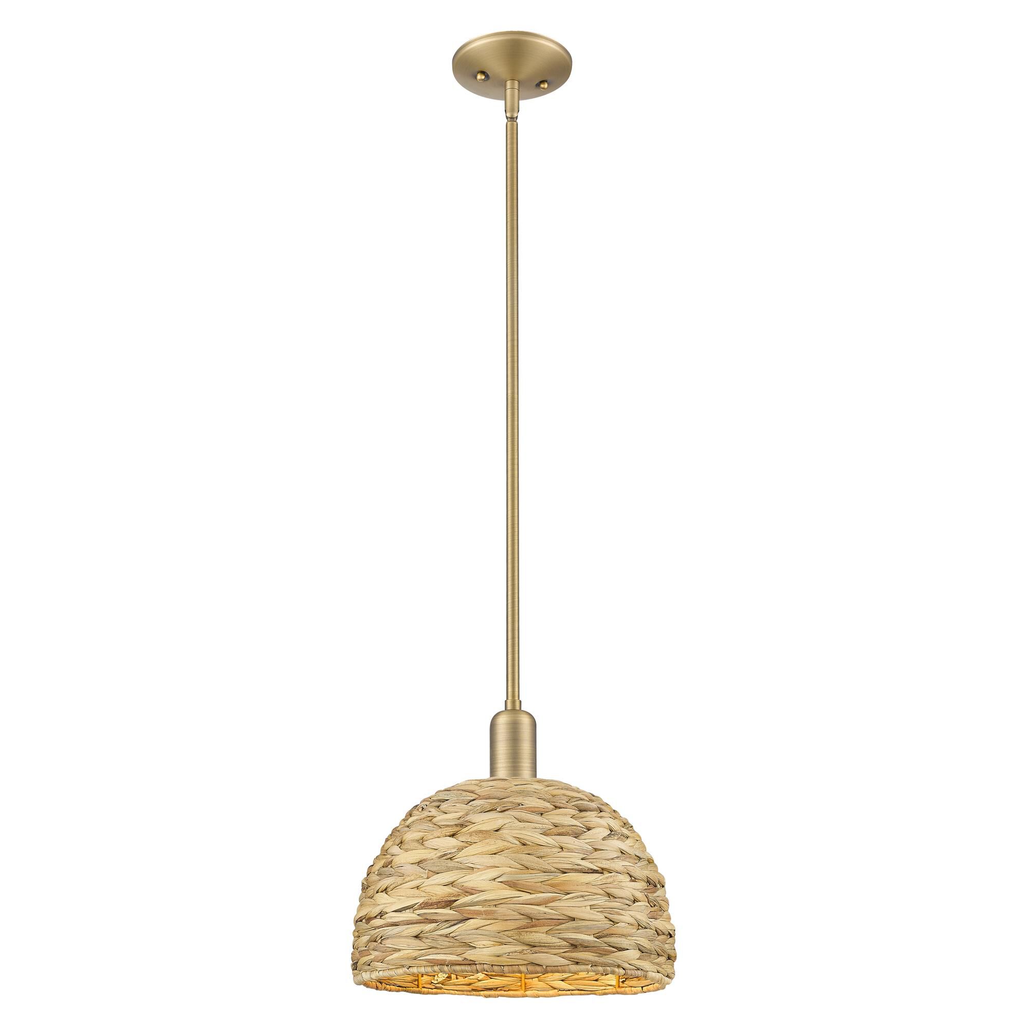 Shown in Brushed Brass finish and Natural shade