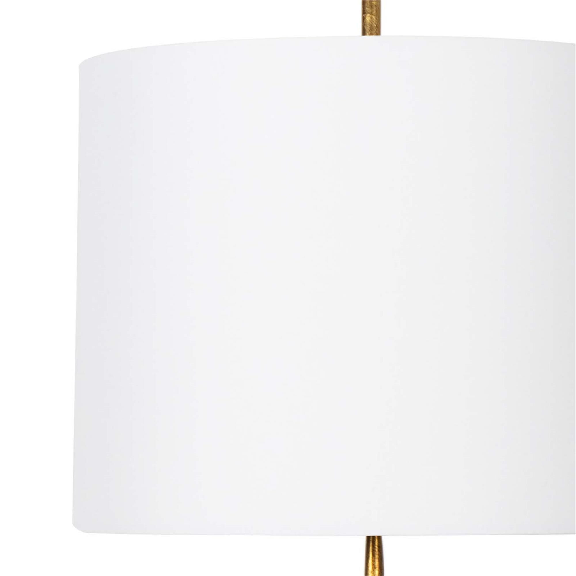 Shown in Antique Gold Leaf finish and Linen shade