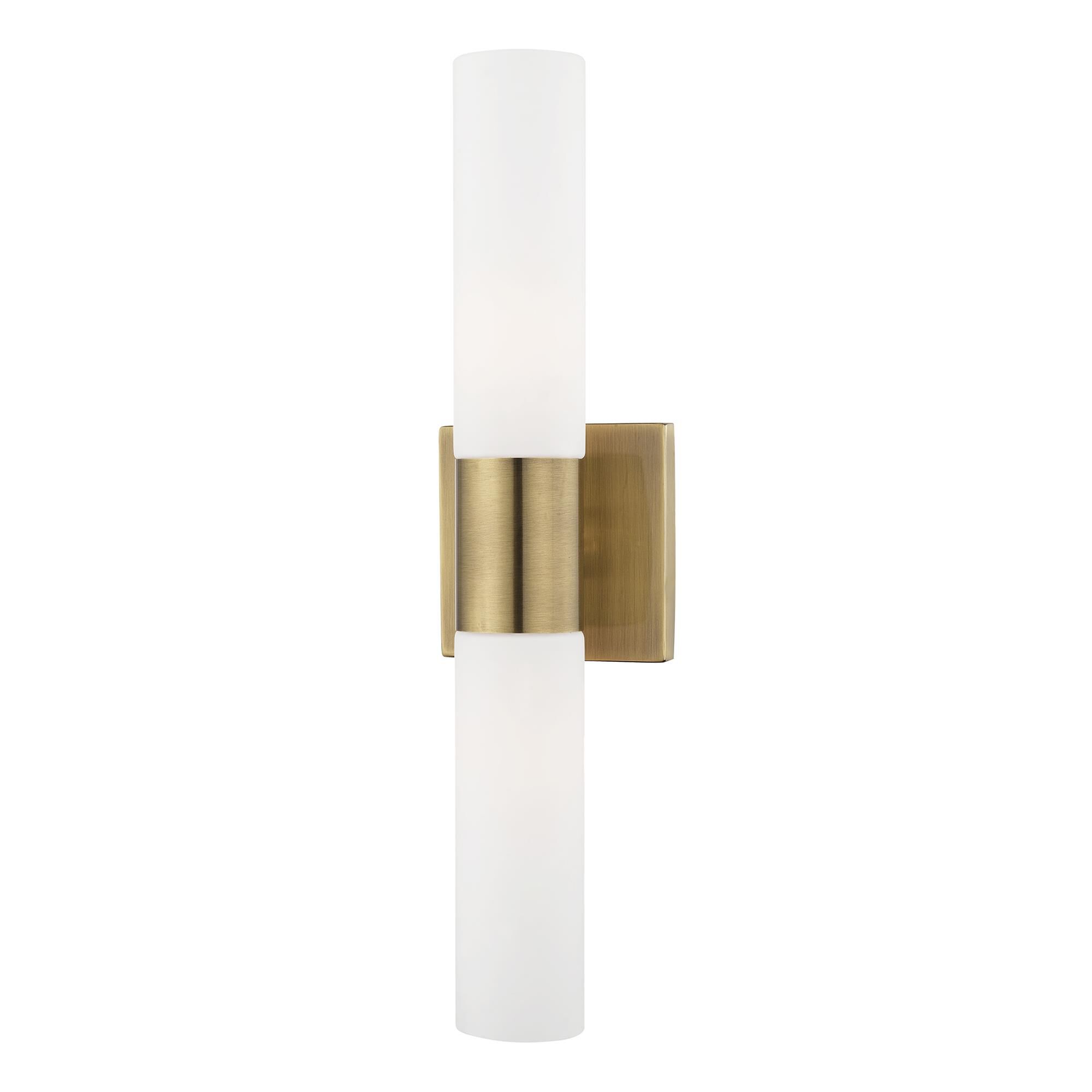 Shown in Antique Brass finish and Hand Blown Satin Opal White Twist Lock glass