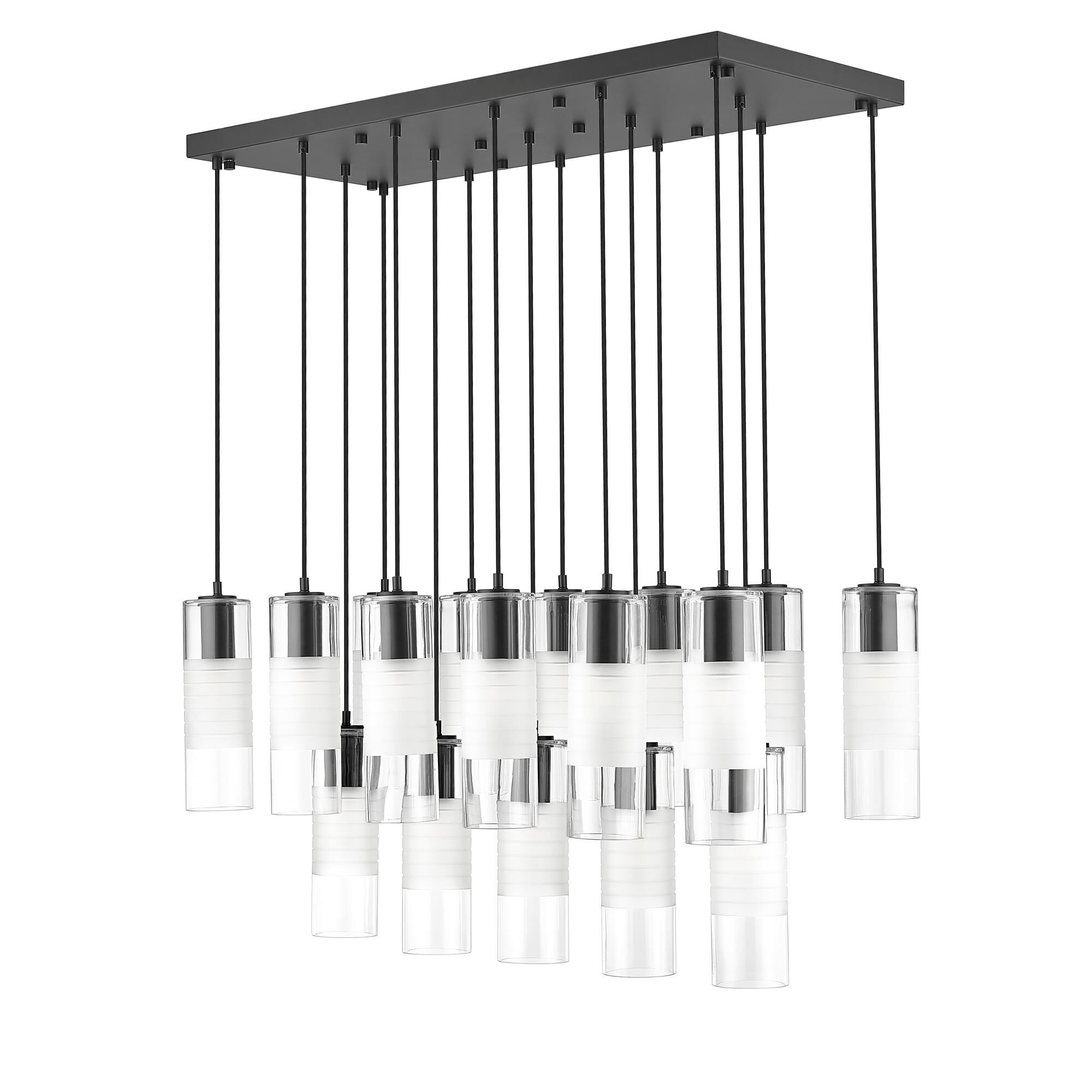 Shown in Matte Black finish and Clear and Frosted glass