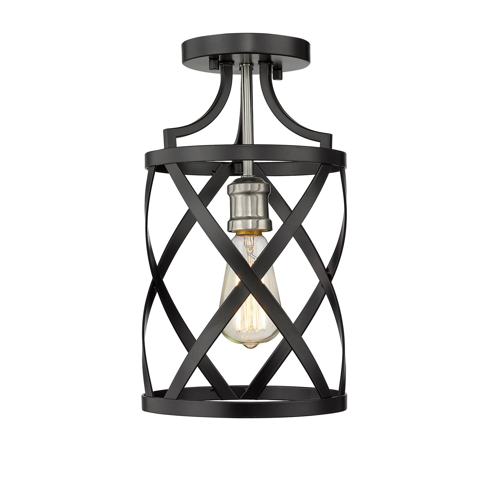 Shown in Matte Black + Brushed Nickel finish and --- glass and --- shade
