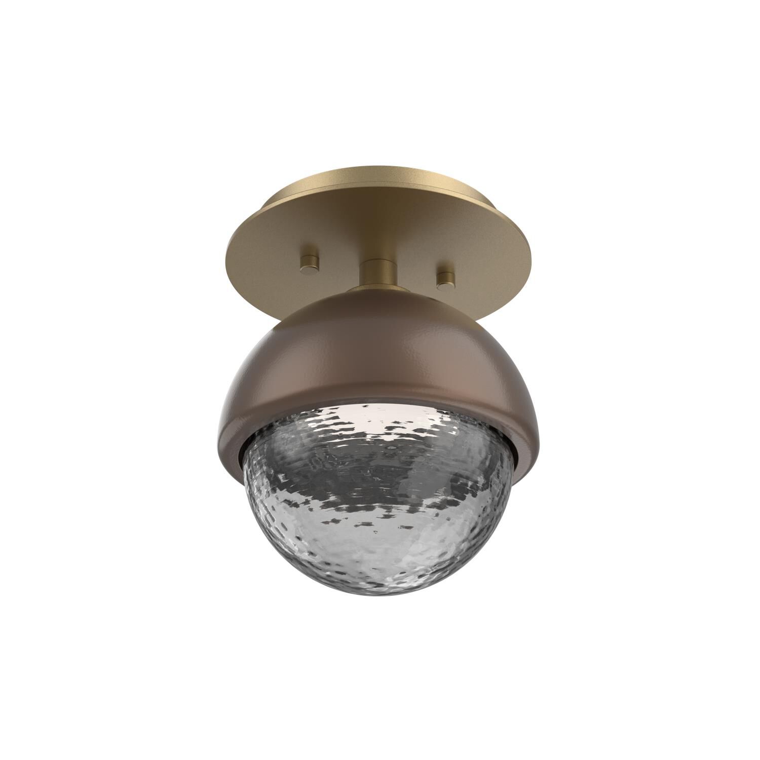 Shown in Gilded Brass finish and Smoke glass and Burnished Bronze accent
