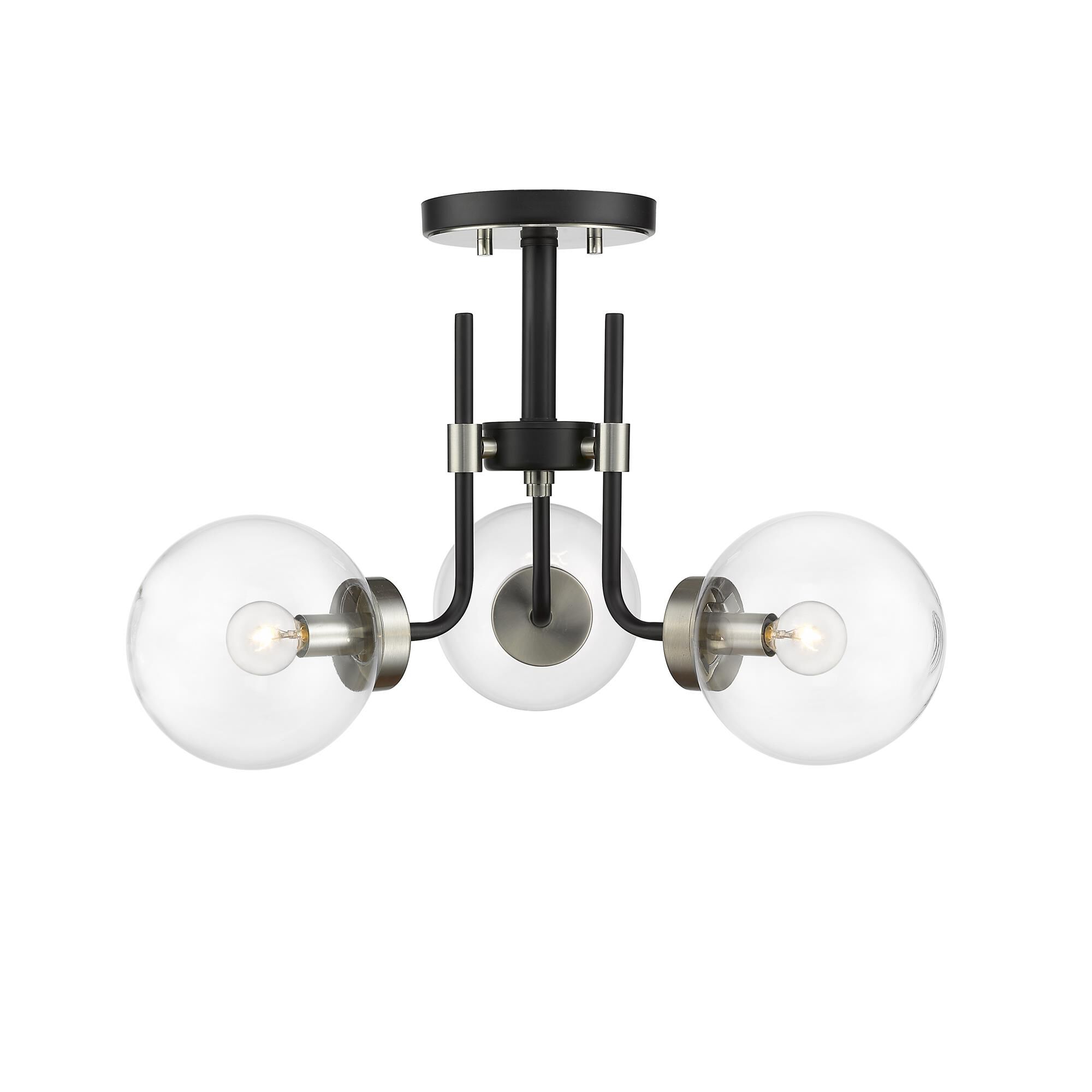 Shown in Matte Black + Brushed Nickel finish and Glass shade