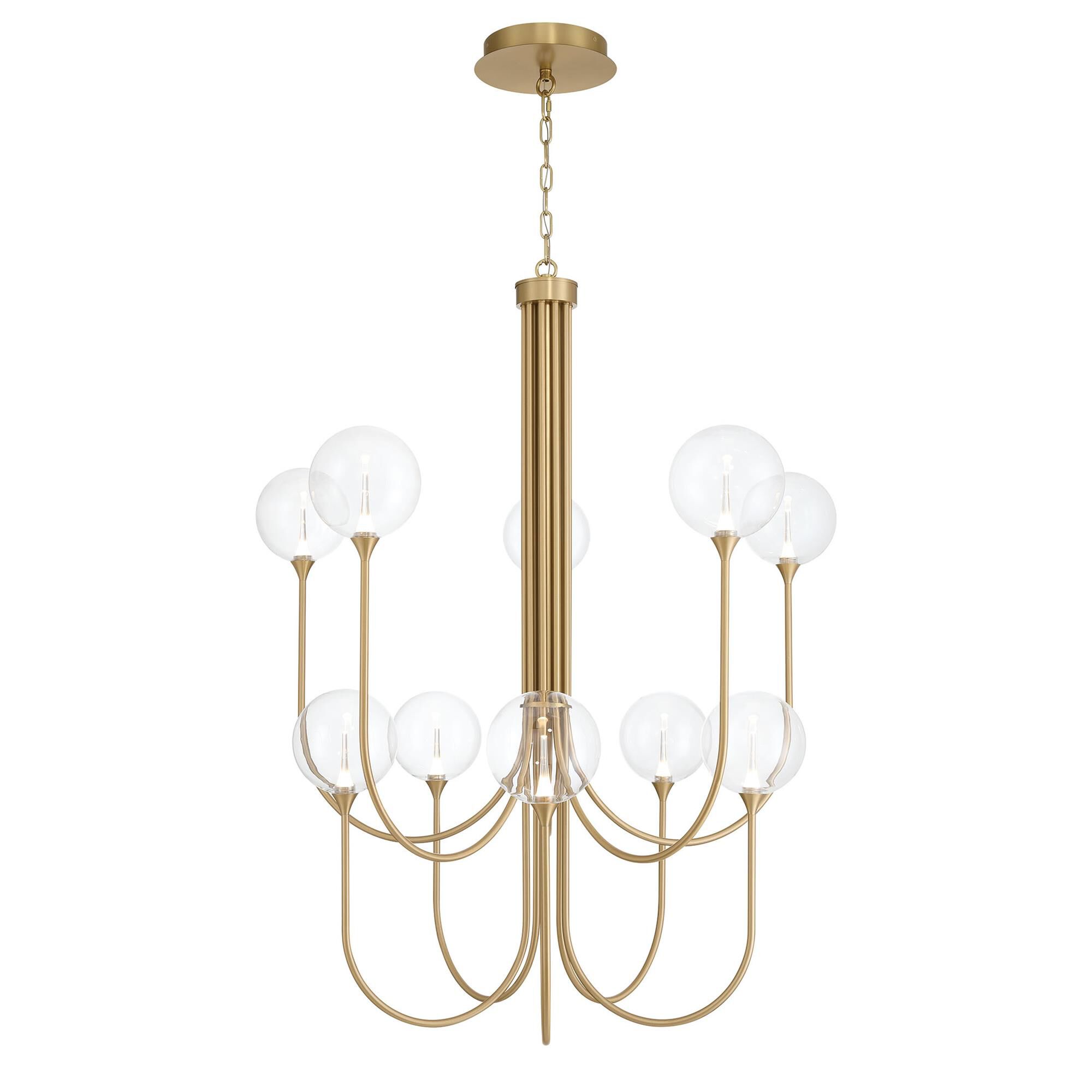 Shown in Gold finish and Clear glass