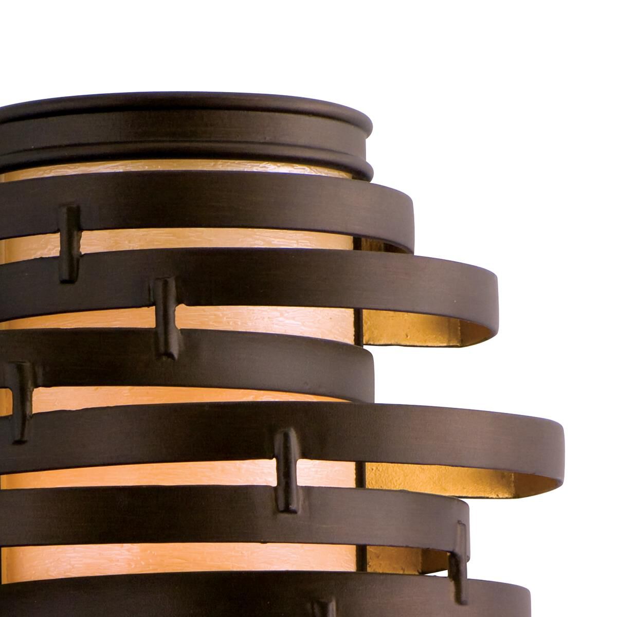 Shown in Bronze With Gold Leaf finish and Caramel Ice glass