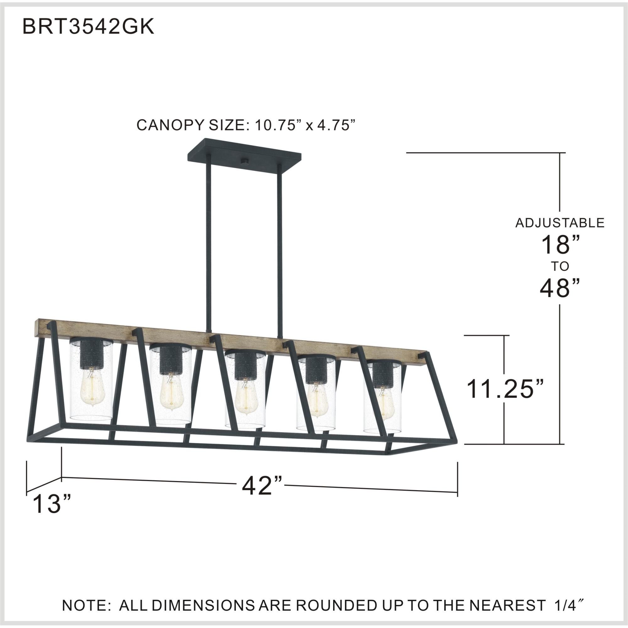 Shown in Grey Ash finish and Clear Seeded Glass shade