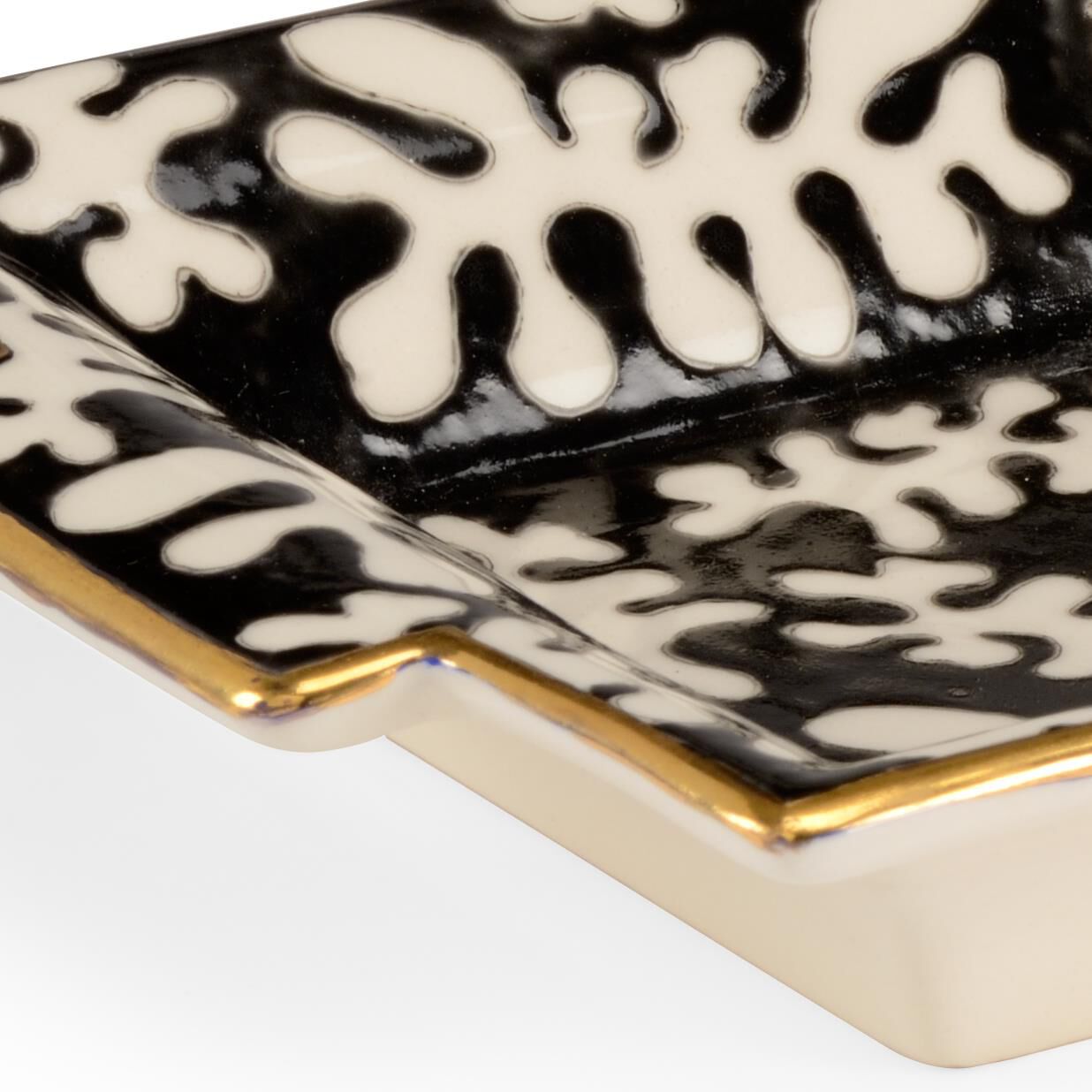 Shown in Black And White Glazes - Gold Trim finish