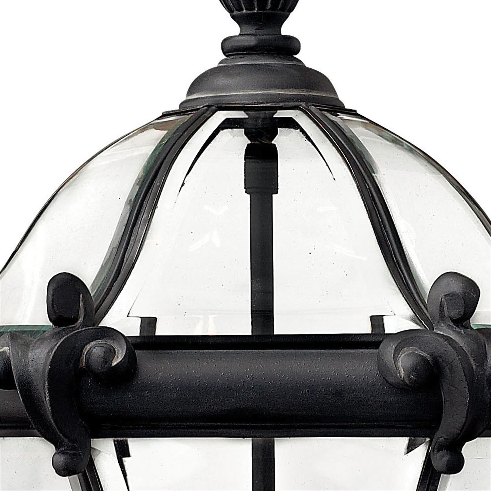 Shown in Museum Black finish and Clear, Bent, Beveled And Bound glass