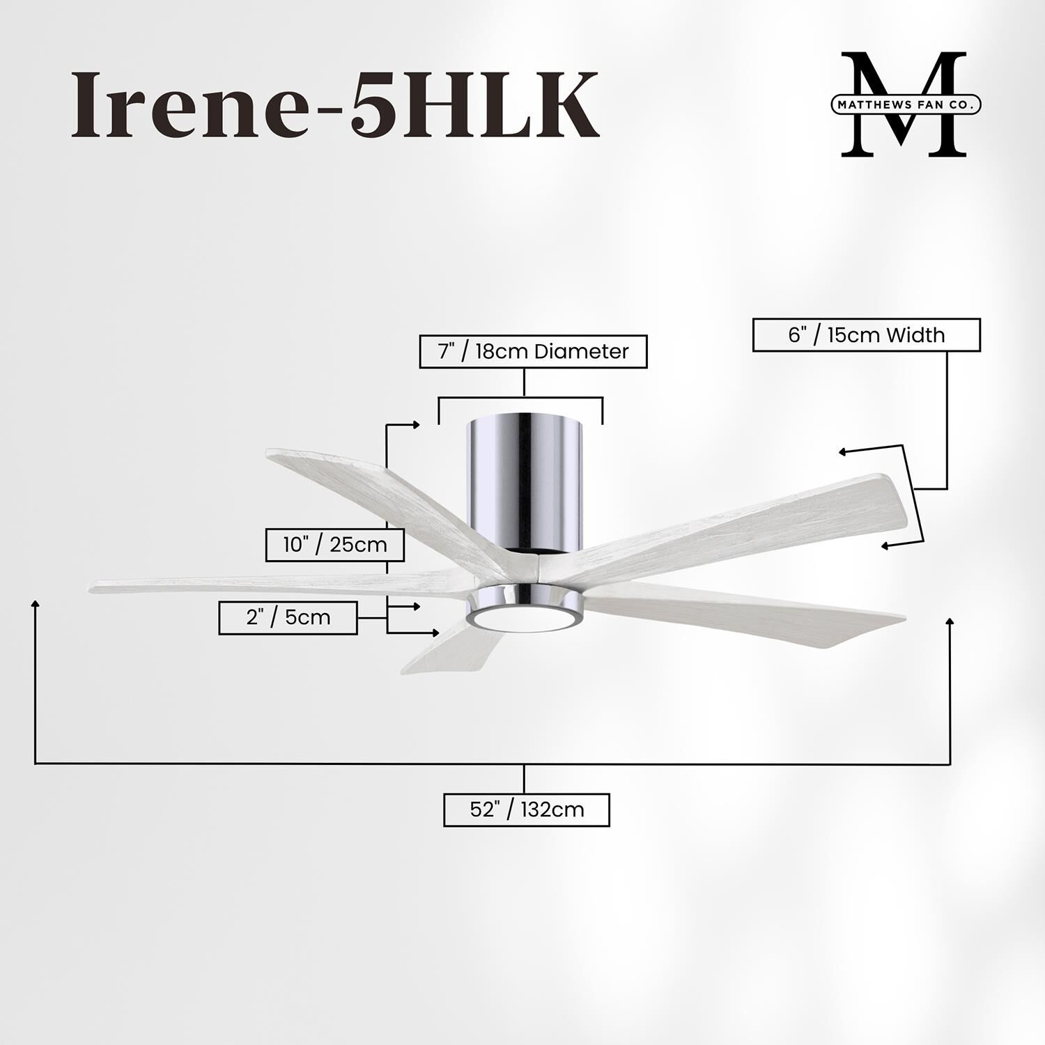 Irene 52 Inch Flush Mount Fan with Light Kit by Matthews Fan Company