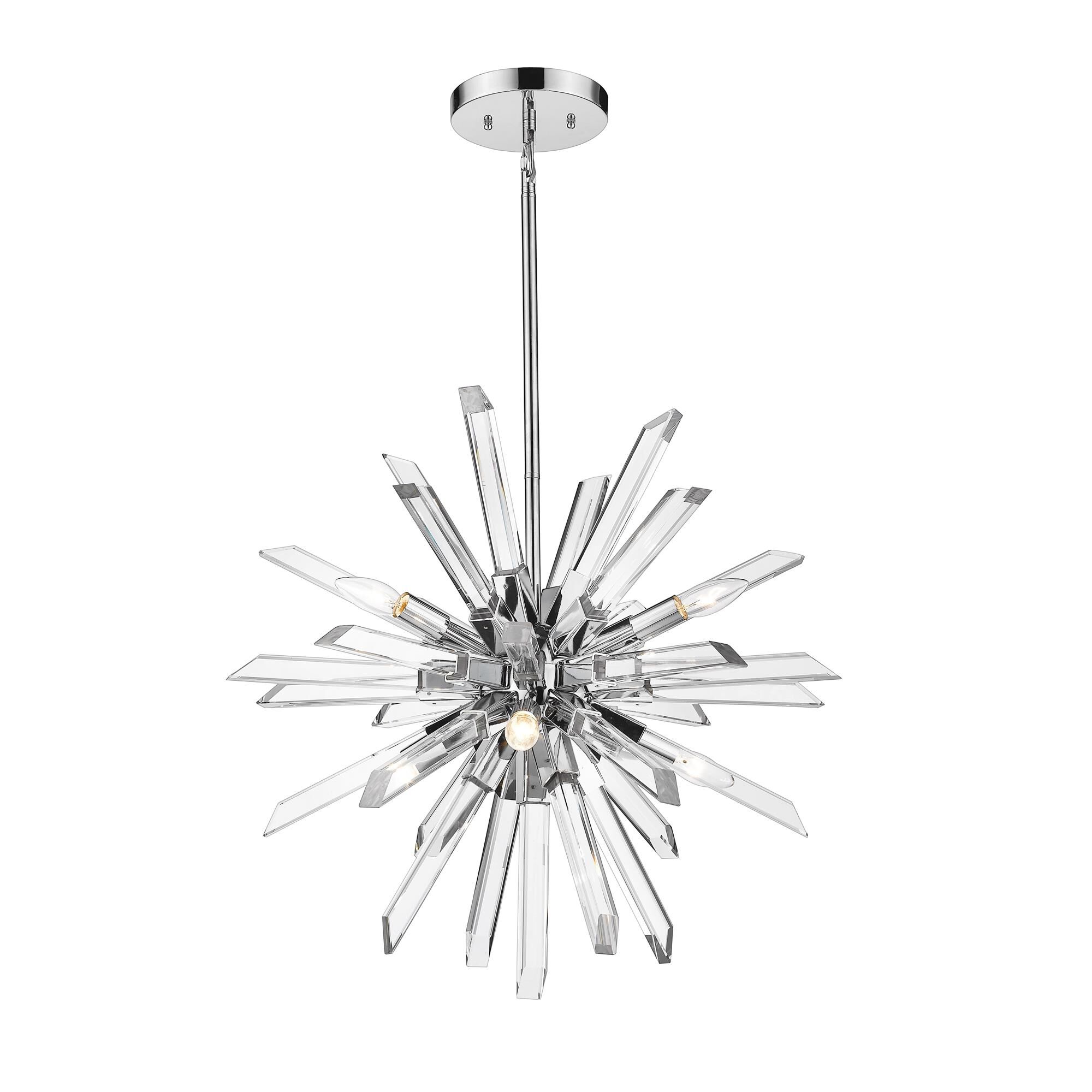 Shown in Chrome finish and Crystal glass and Crystal shade