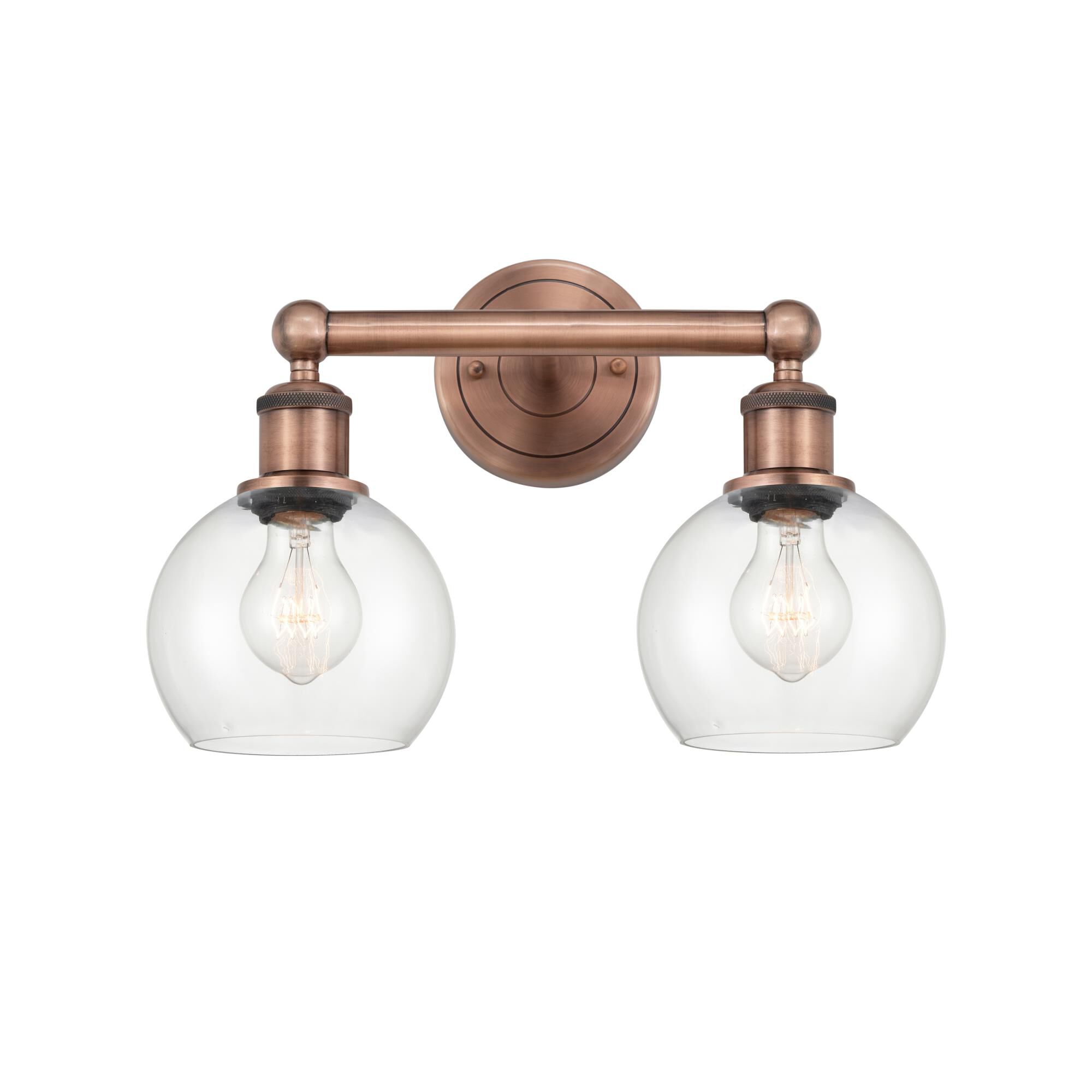 Shown in Antique Copper finish and Clear glass