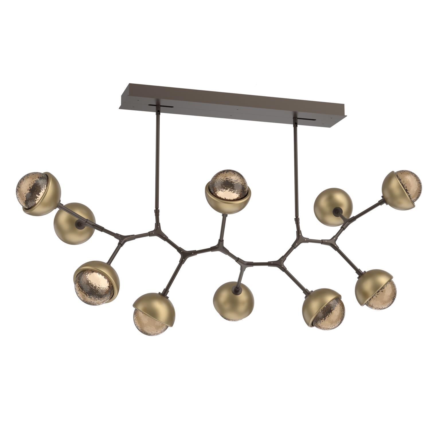 Shown in Flat Bronze finish and Bronze glass and Gilded Brass accent