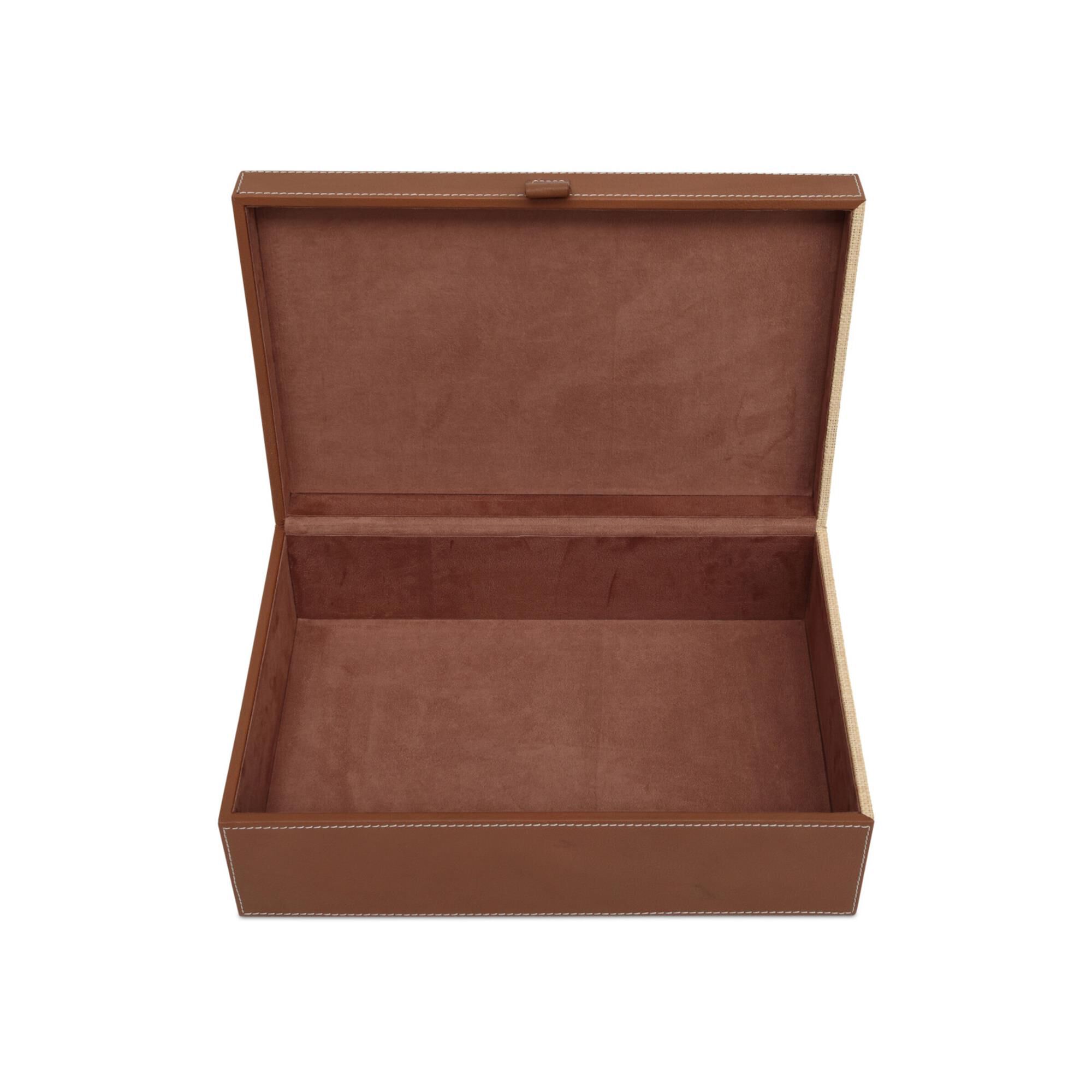 Leather & Raffia Accent Box Set of 2,