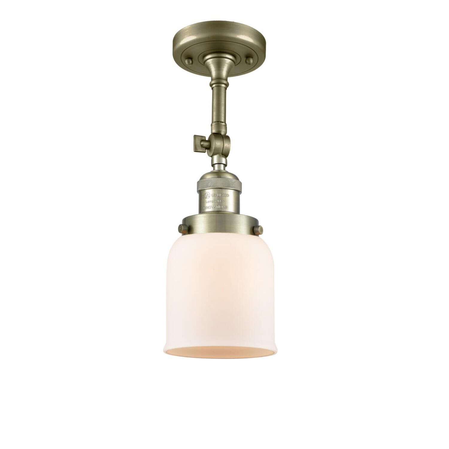 Shown in Antique Brass finish and Frosted glass and None accent