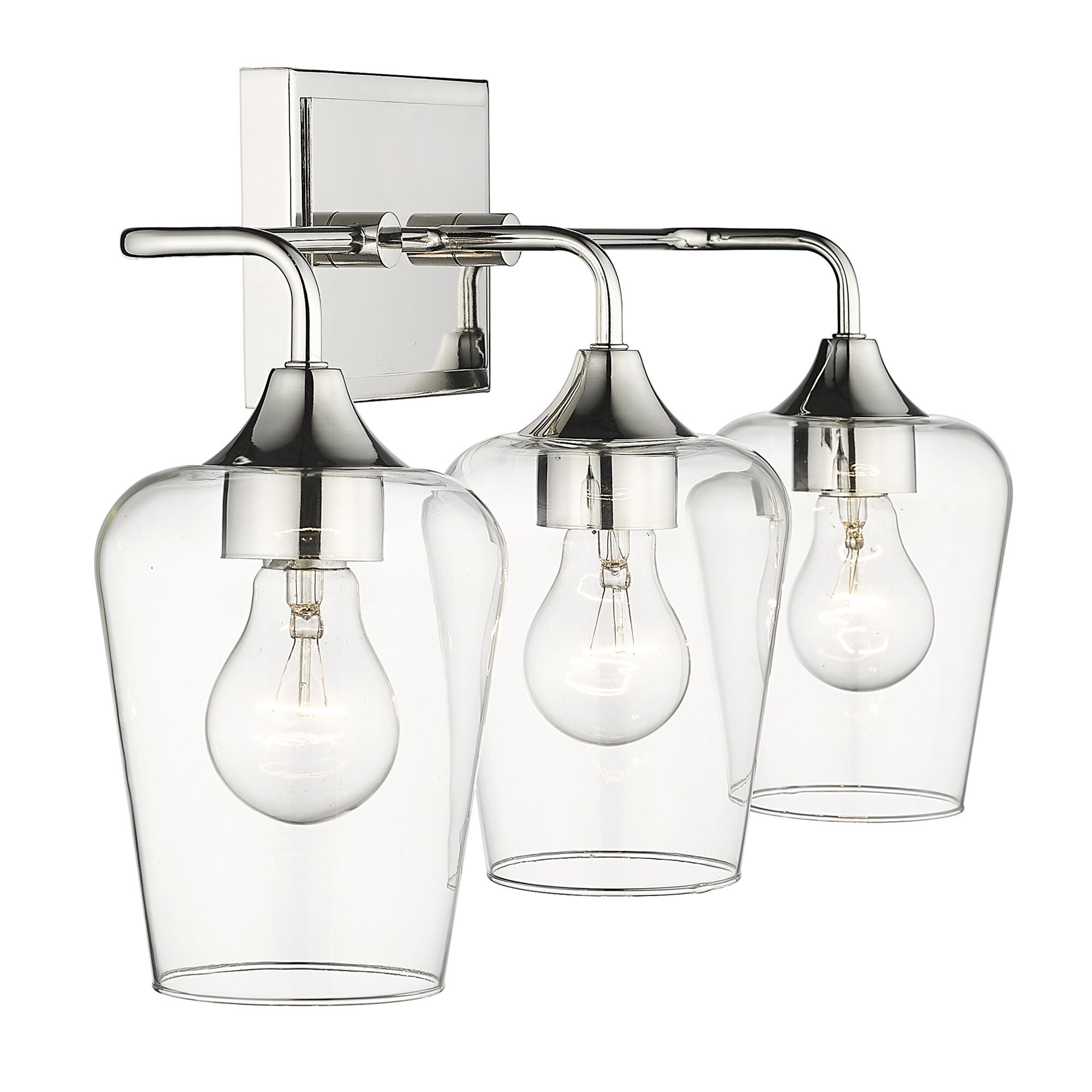 Shown in Polished Nickel finish and Clear Glass shade
