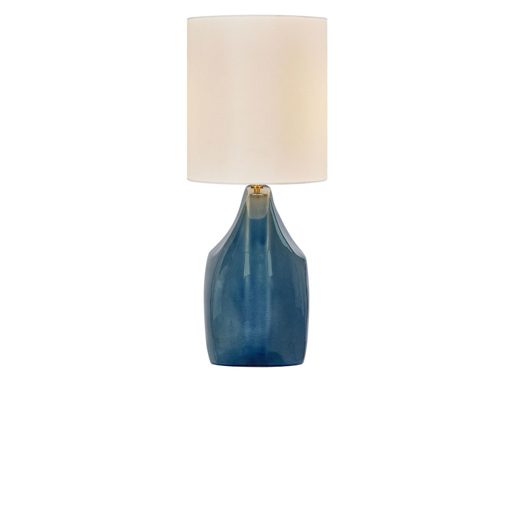 Shown in Deep Ocean Crackle finish and White Linen Fabric shade