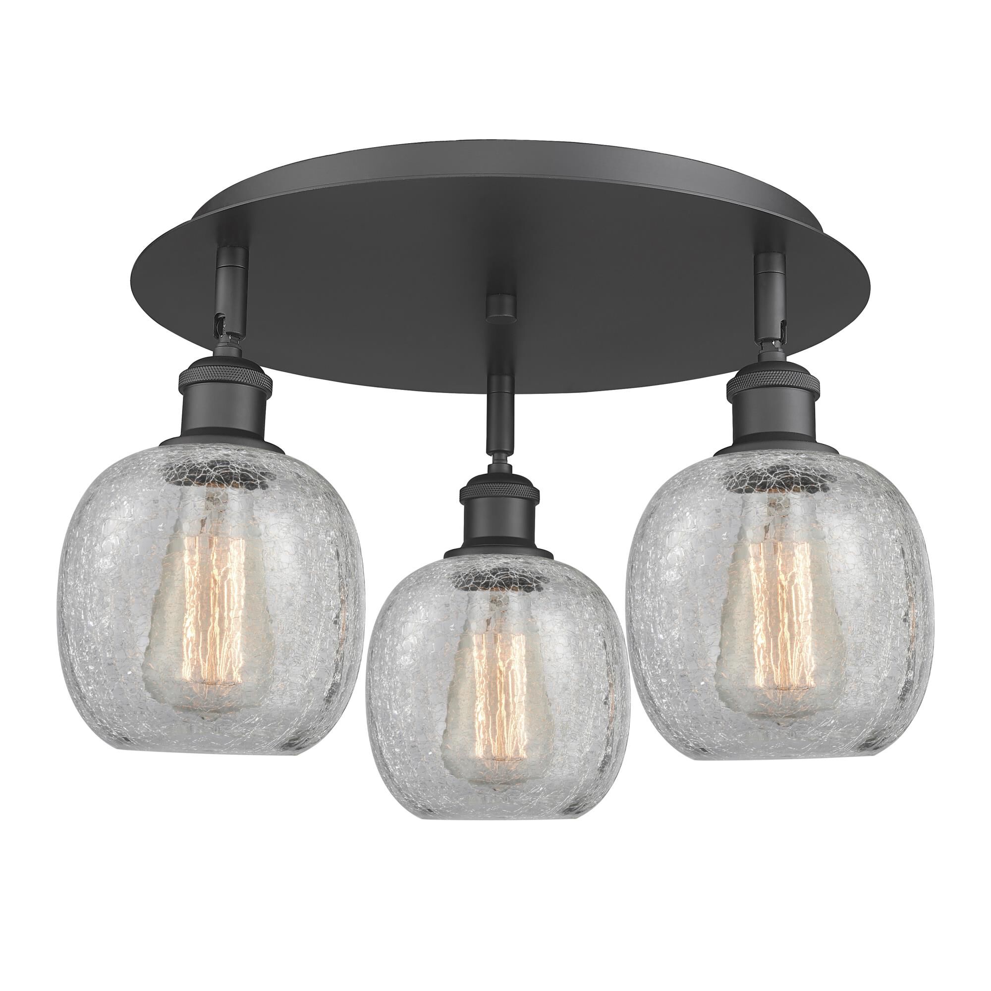 Shown in Matte Black finish and Clear Crackle glass