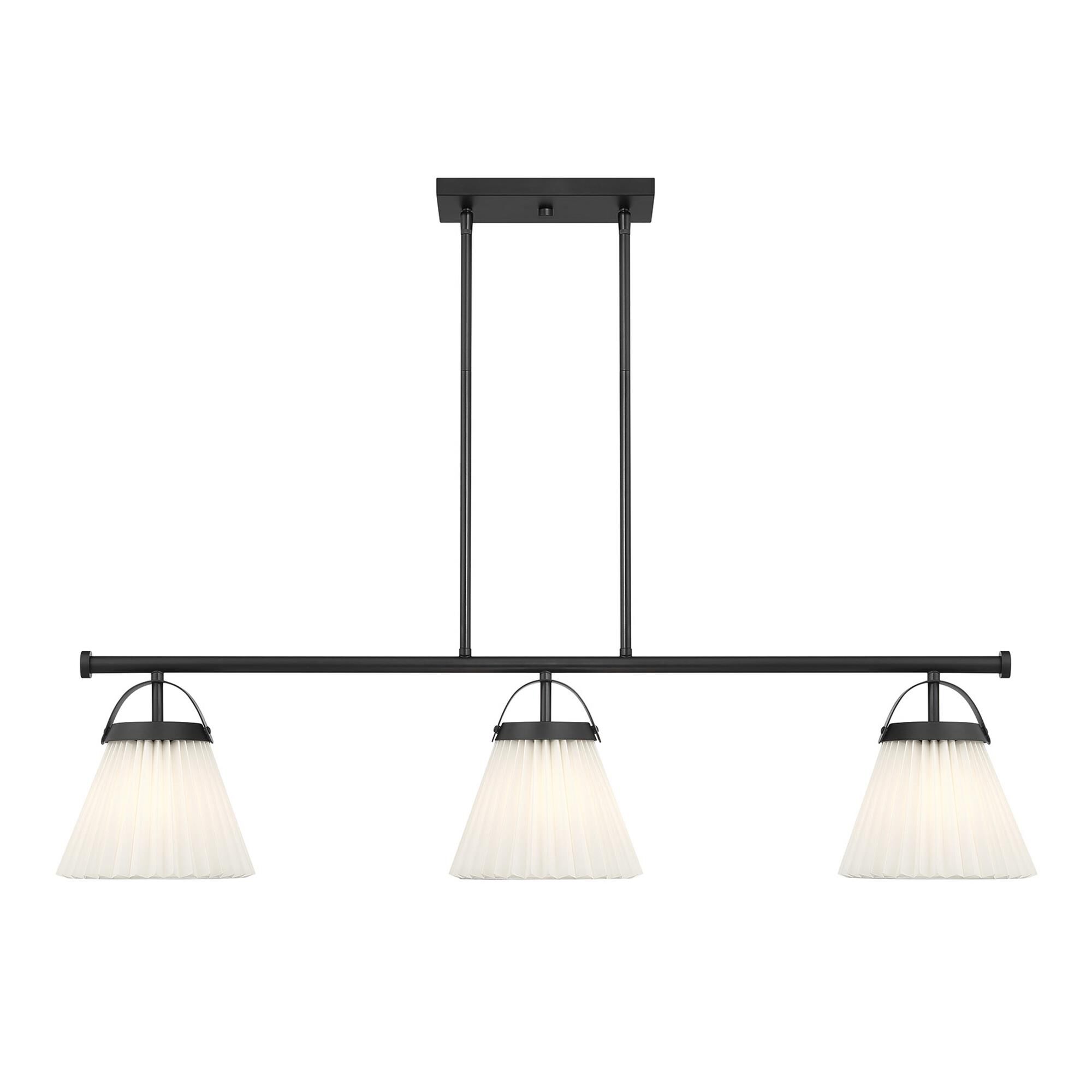 Shown in Matte Black finish and White Knife Pleated Fabric shade
