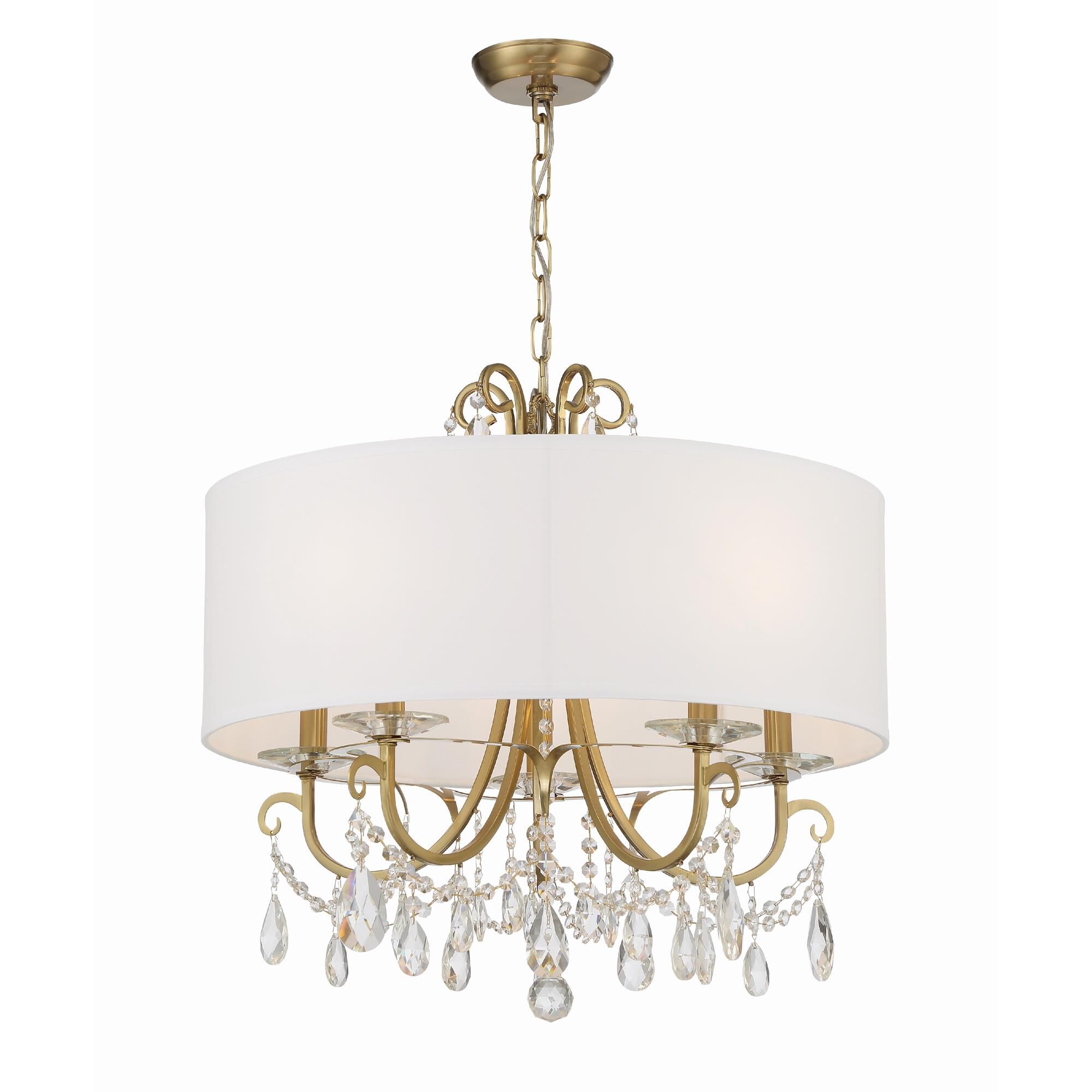 Shown in Vibrant Gold finish and Swarovski Strass Crystal crystal and Silk glass and White shade