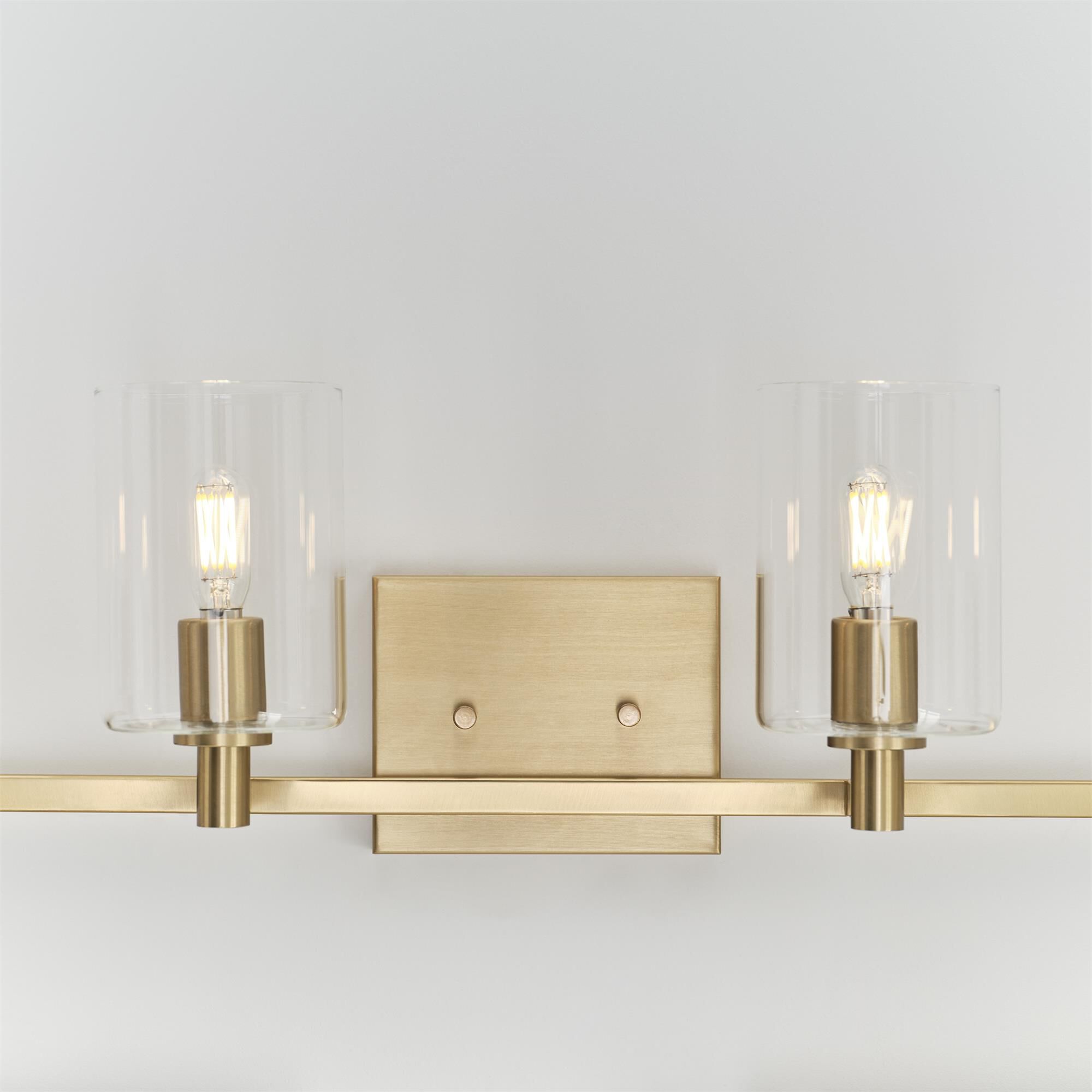 Shown in Satin Brass finish and Clear glass