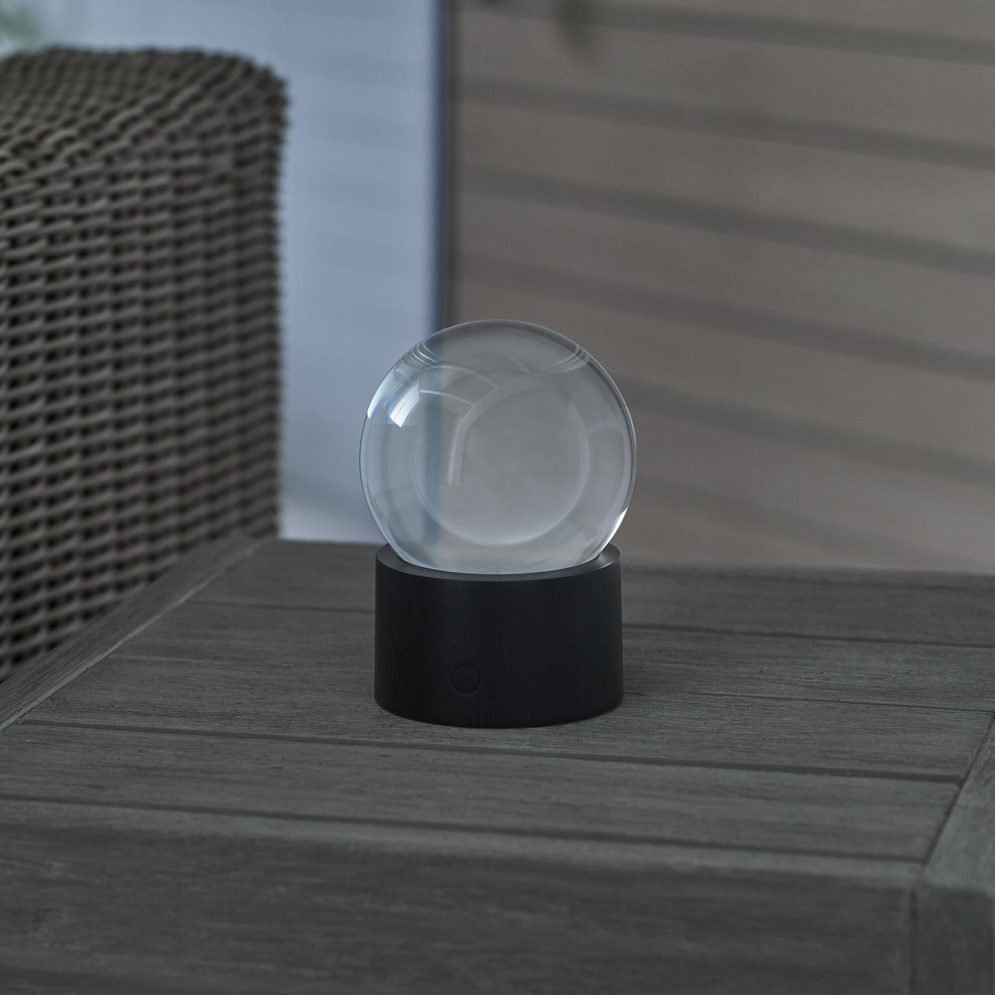 Shown in Black finish and Crystal glass