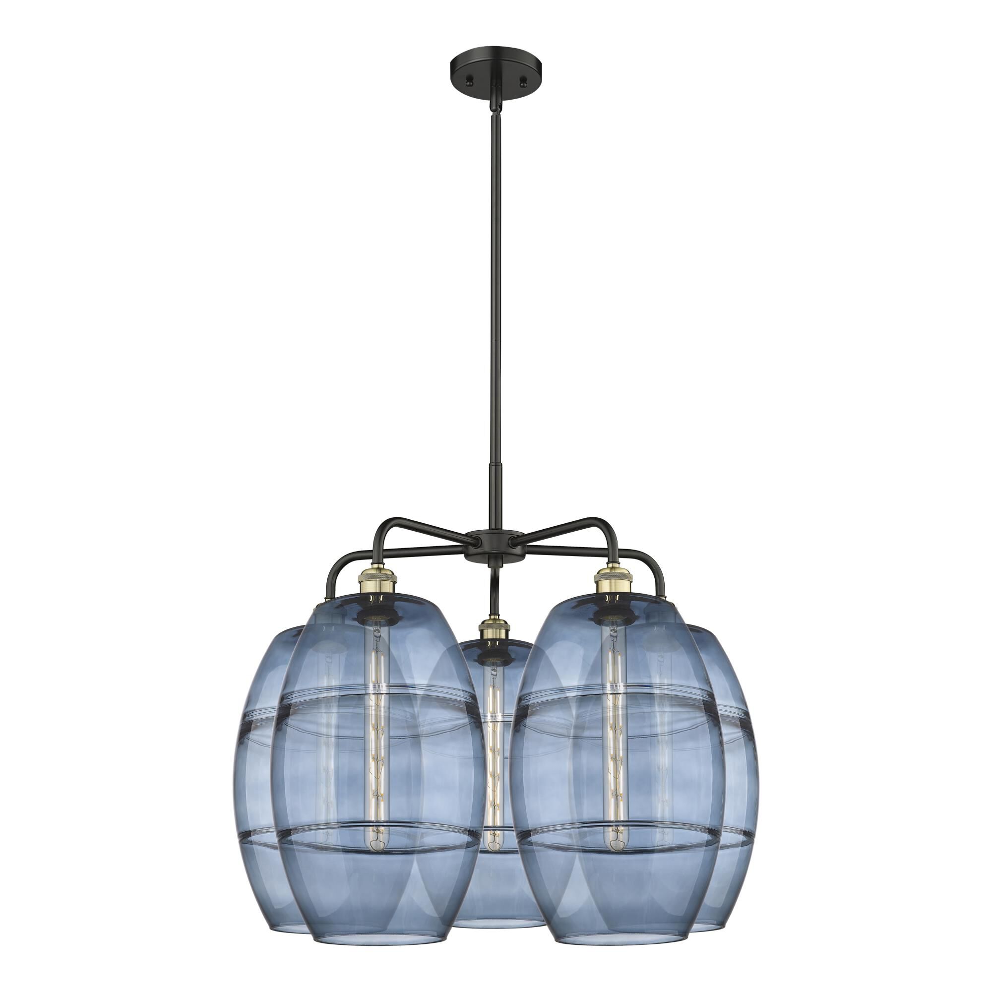 Shown in Black Antique Brass finish and Princess Blue glass