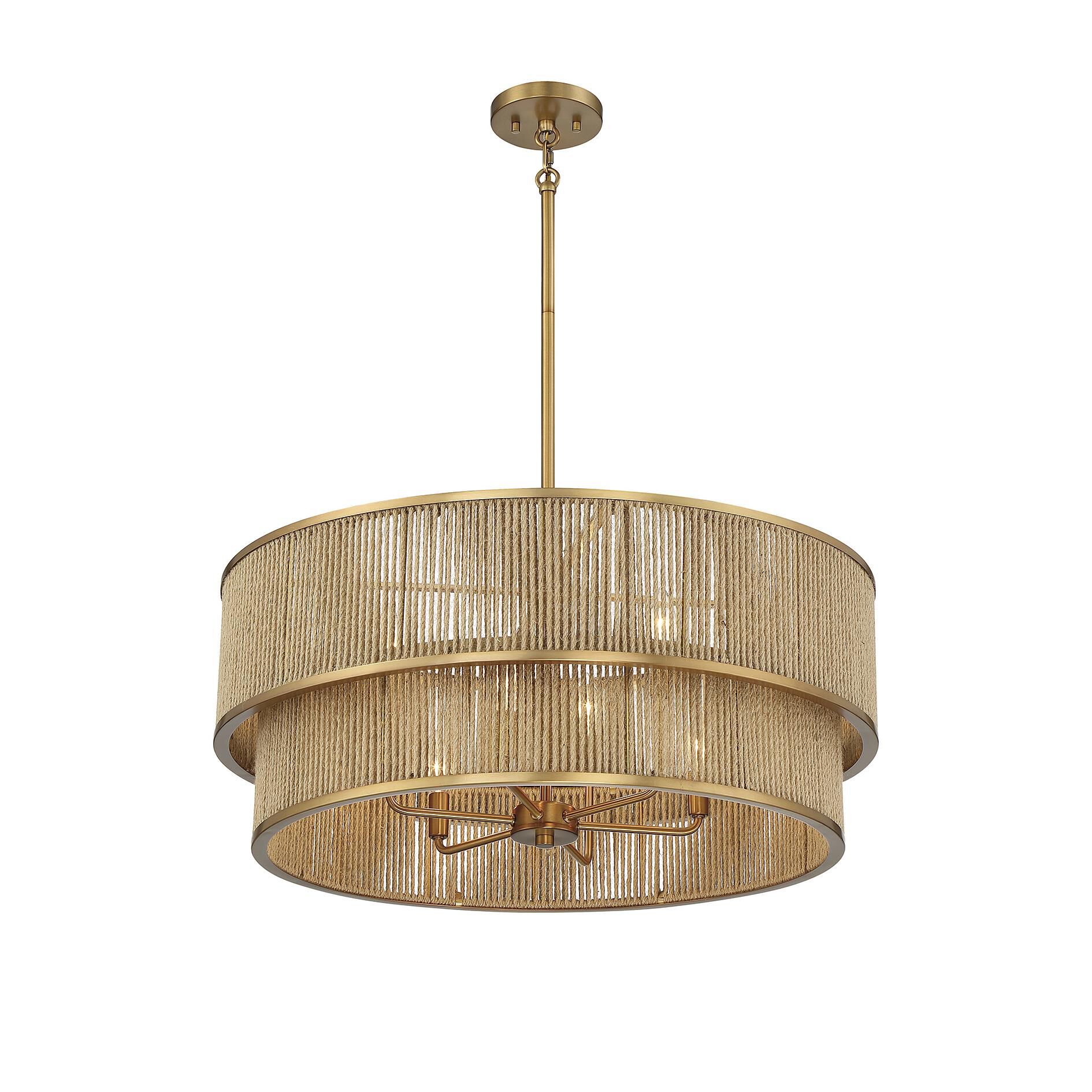 Shown in Warm Brass And Rope finish and Rope shade