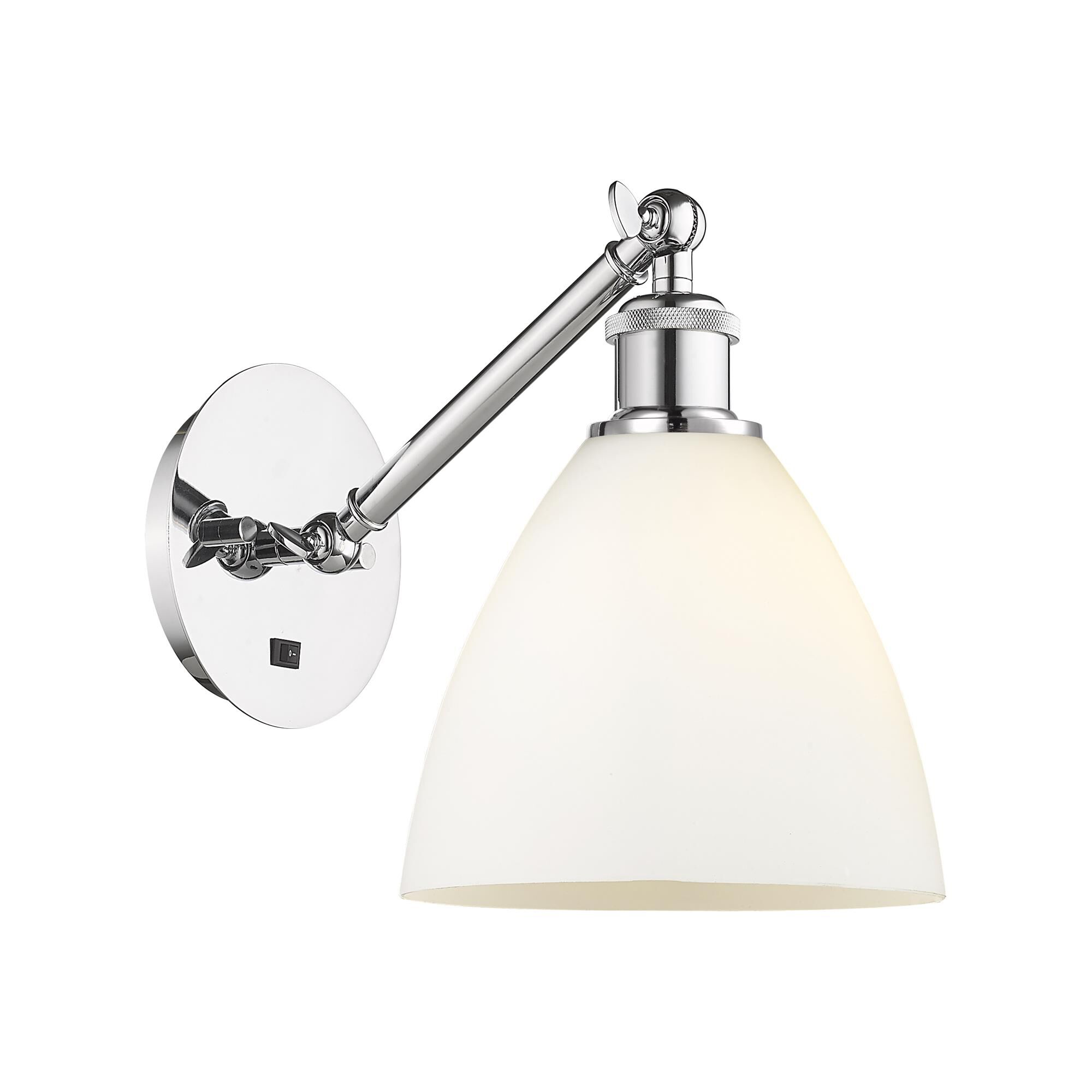 Shown in Polished Chrome finish and Matte White Ballston Dome glass