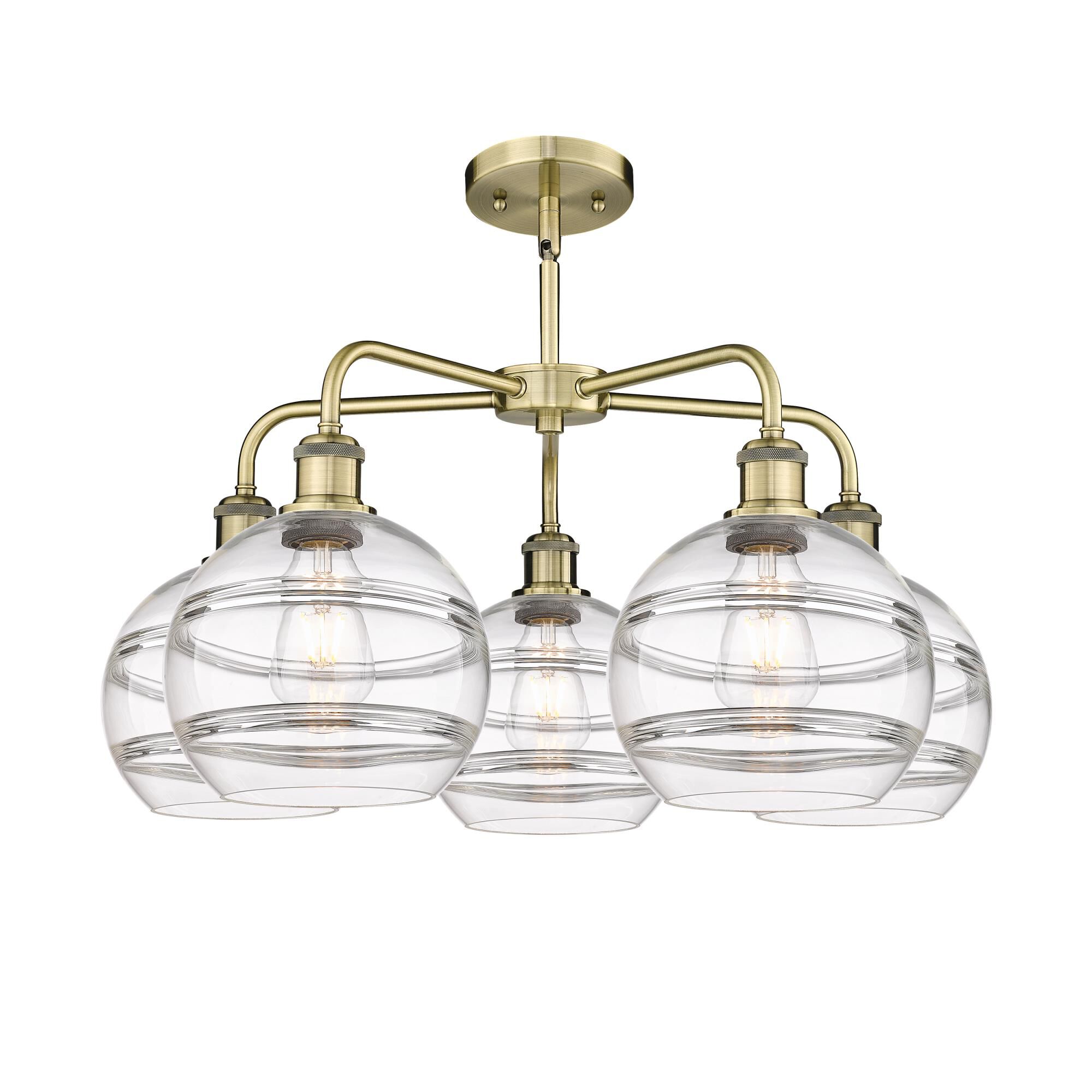 Shown in Antique Brass finish and Clear glass