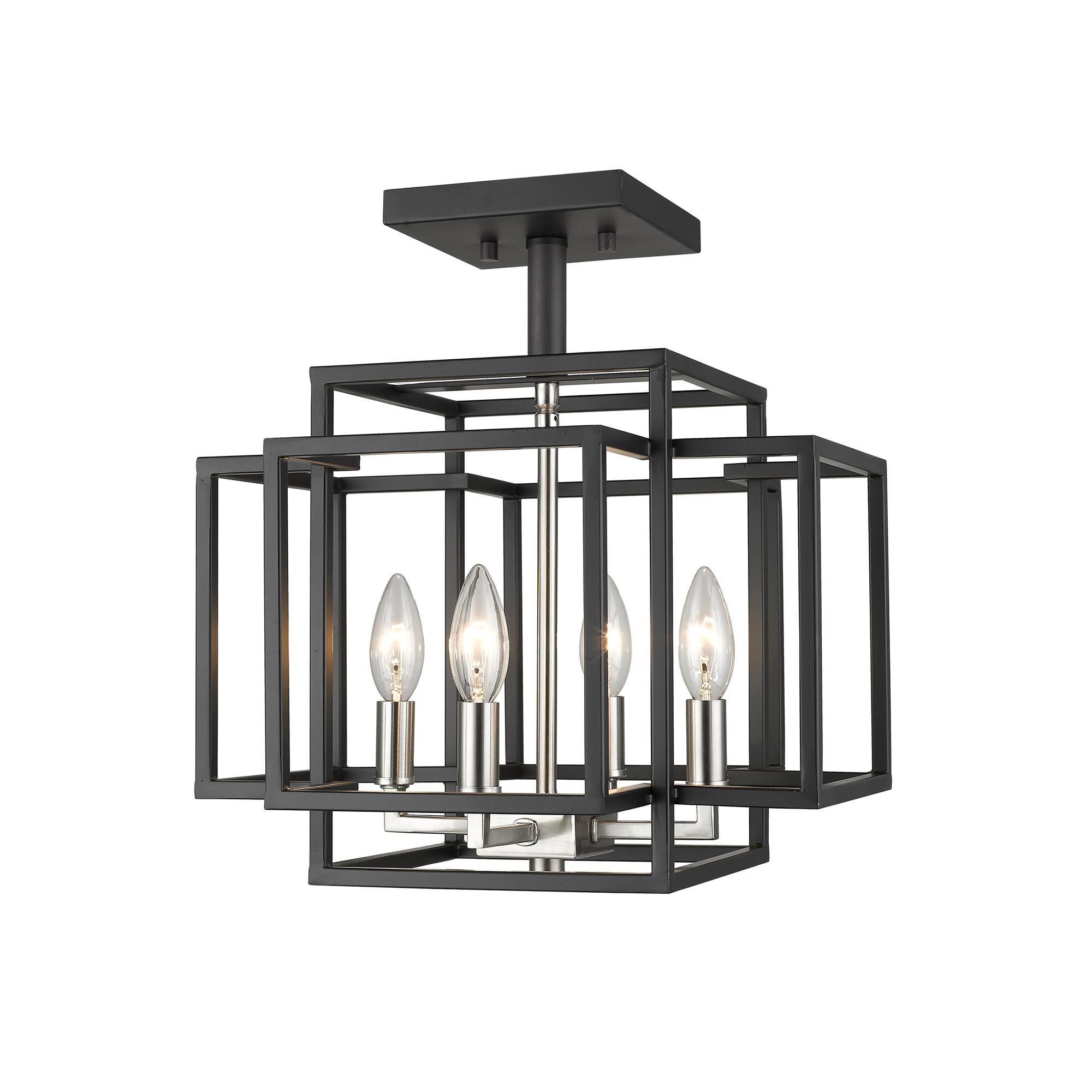 Shown in Black + Brushed Nickel finish and --- glass and --- shade