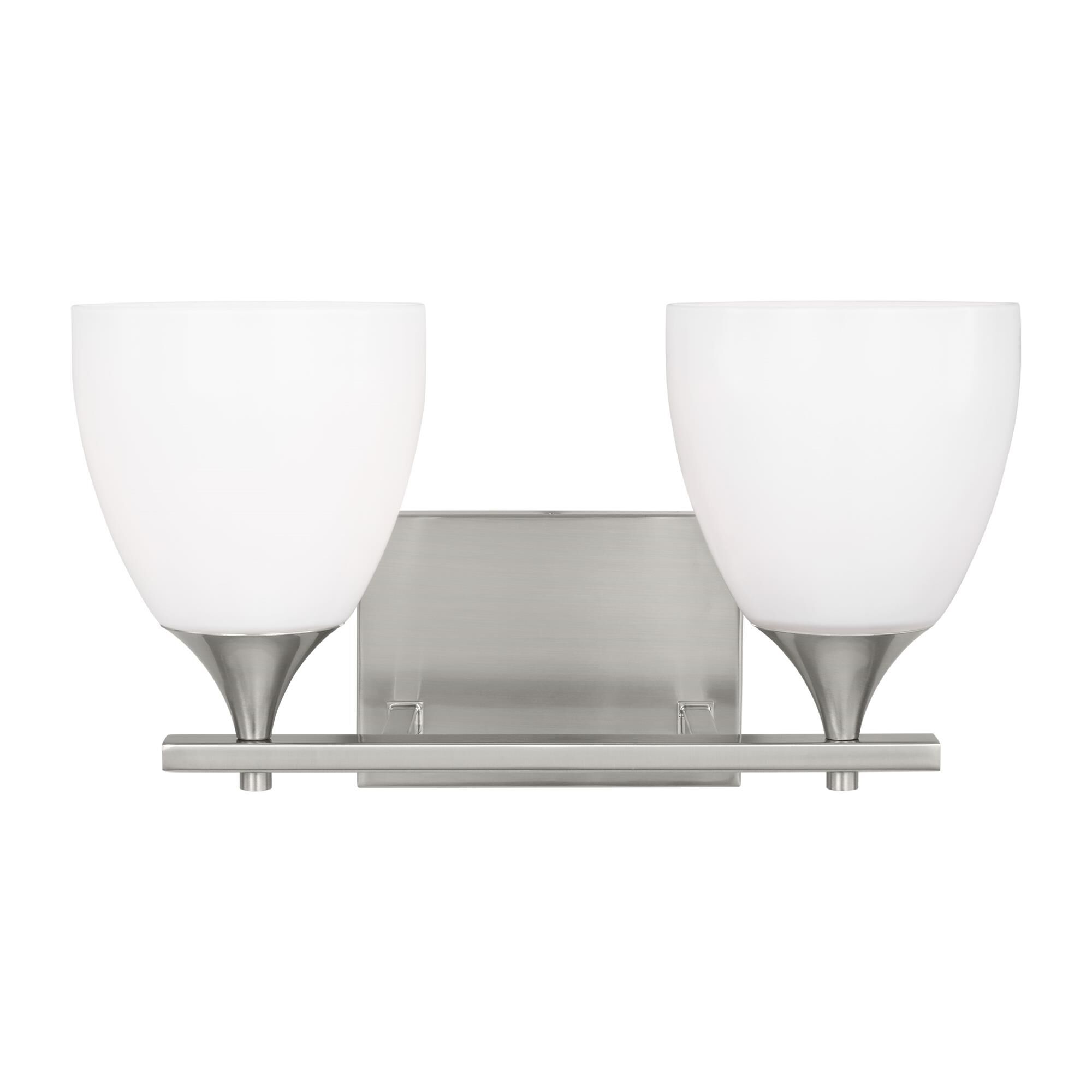 Shown in Brushed Steel finish and Milk Glass s shade