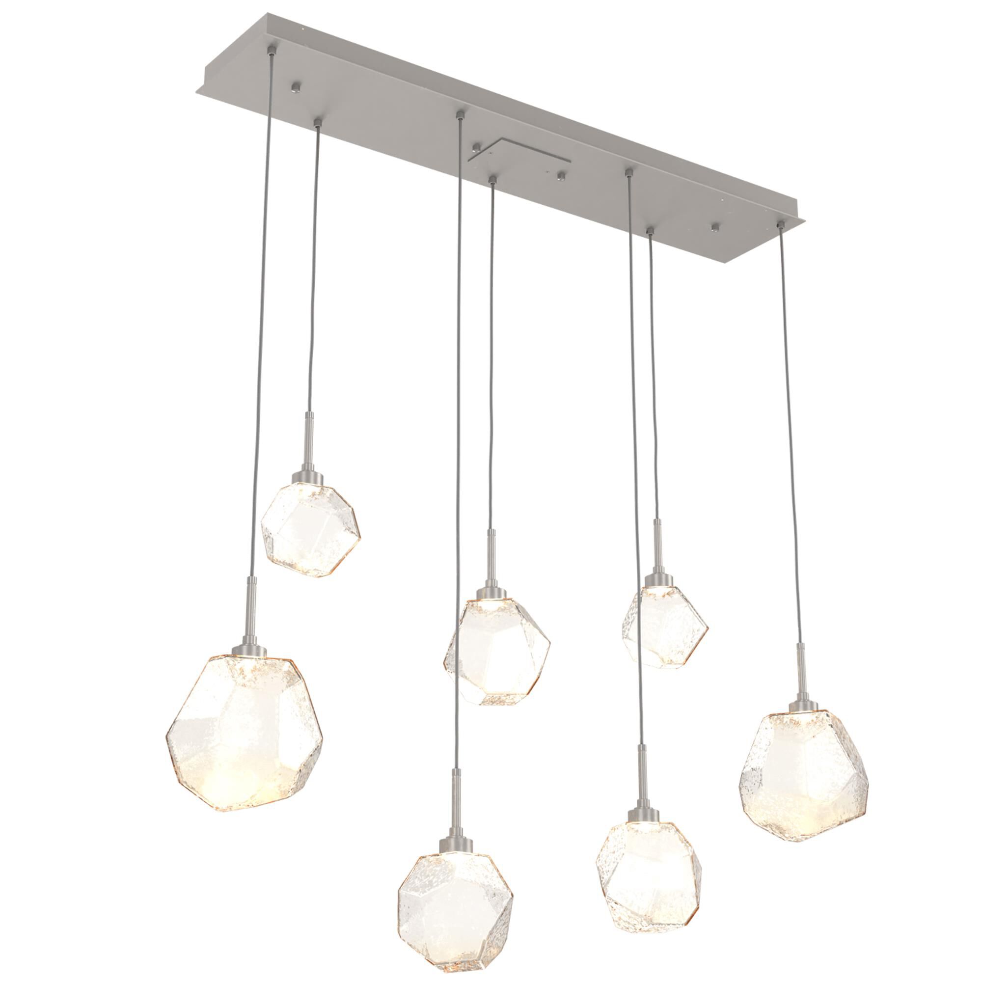Shown in Metallic Beige Silver finish and Amber glass