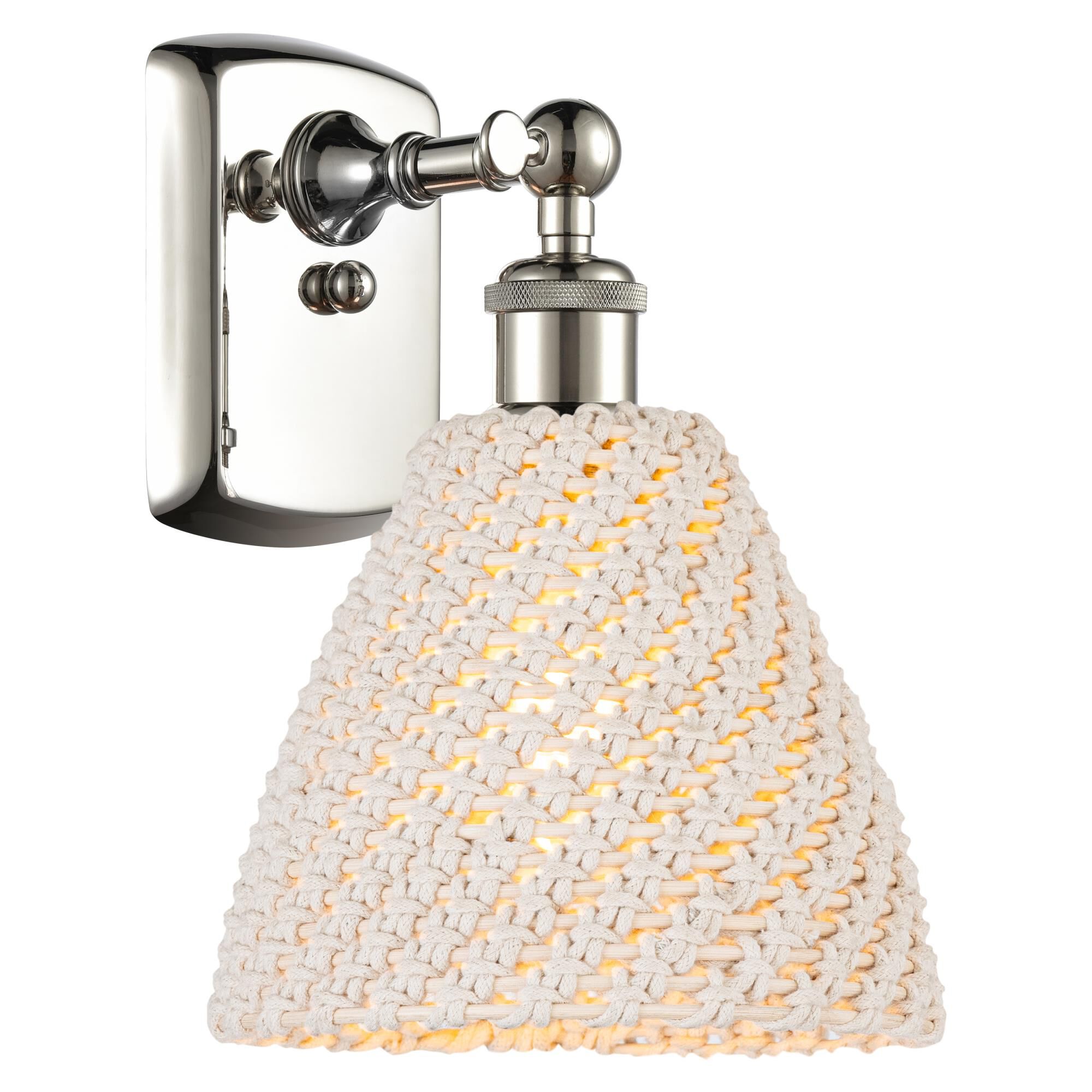 Shown in Polished Nickel finish and Natural shade