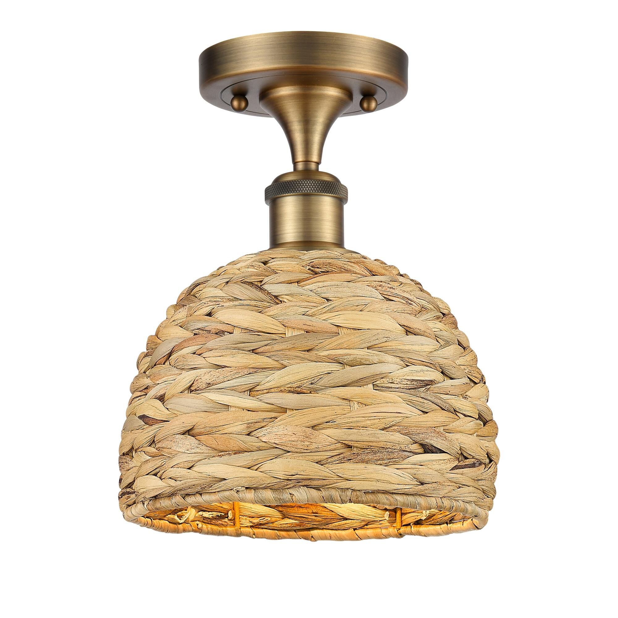 Shown in Brushed Brass finish and Natural shade