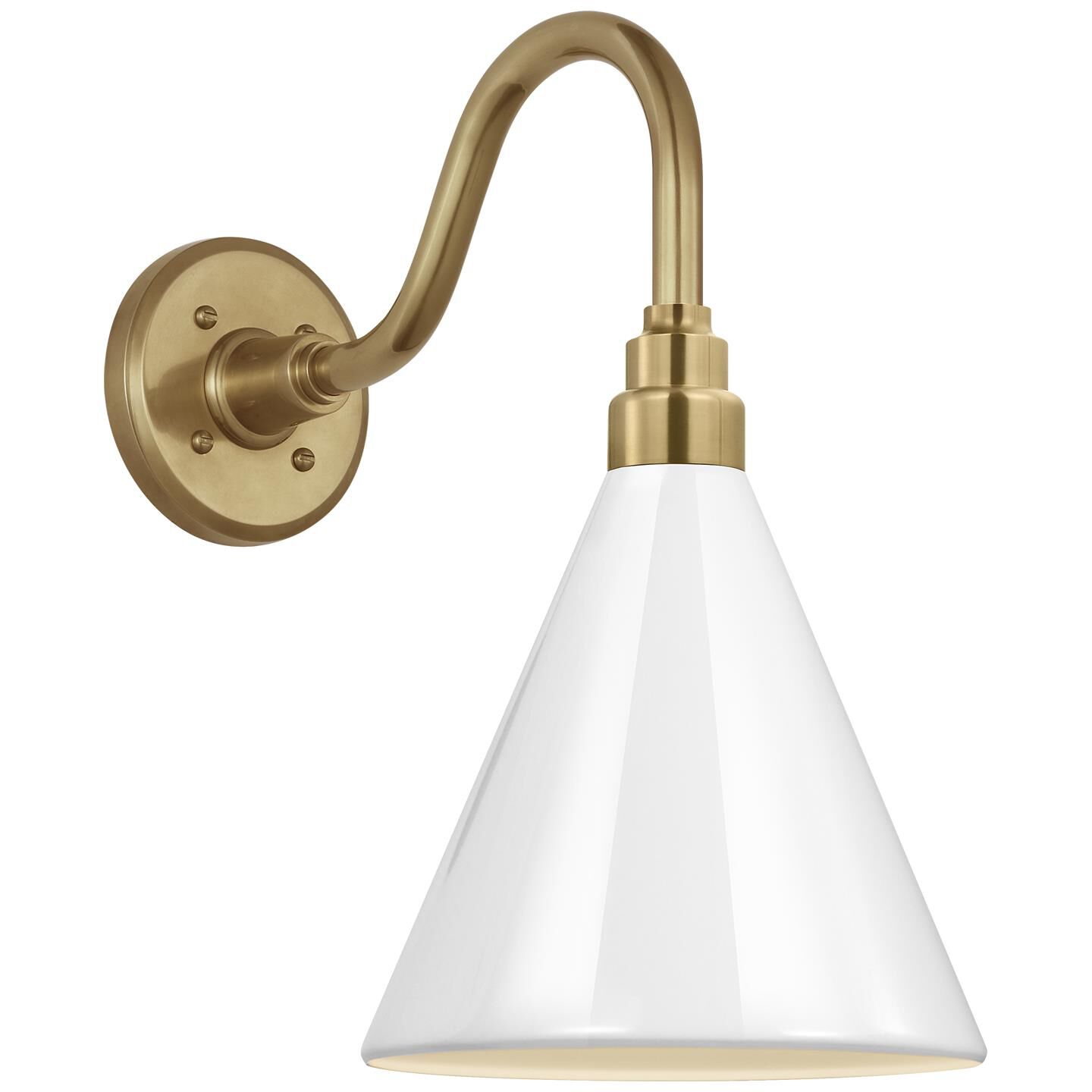 Shown in Hand-Rubbed Antique Brass finish and White Conical Savannah shade