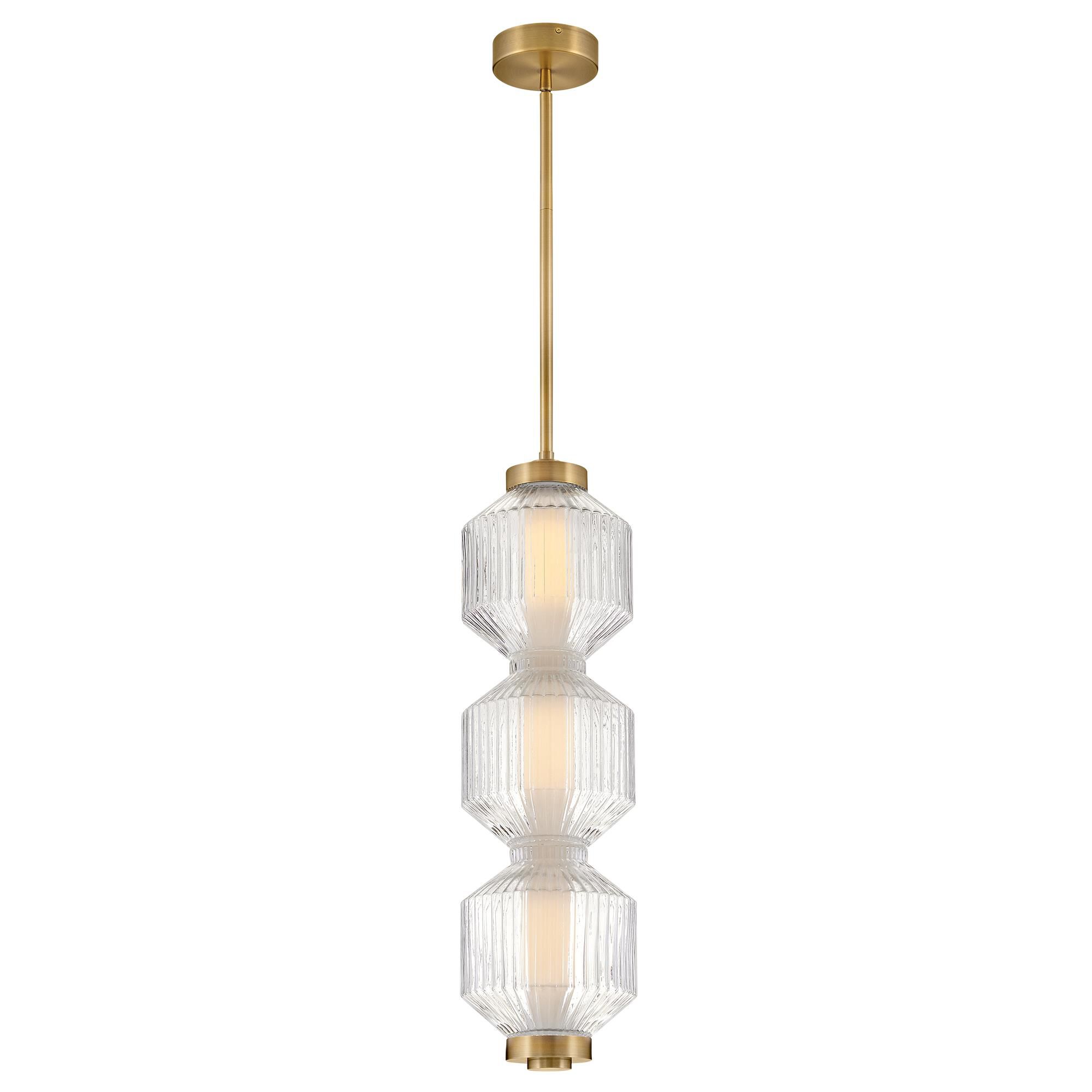 Shown in Lacquered Brass finish and Clear Ribbed glass