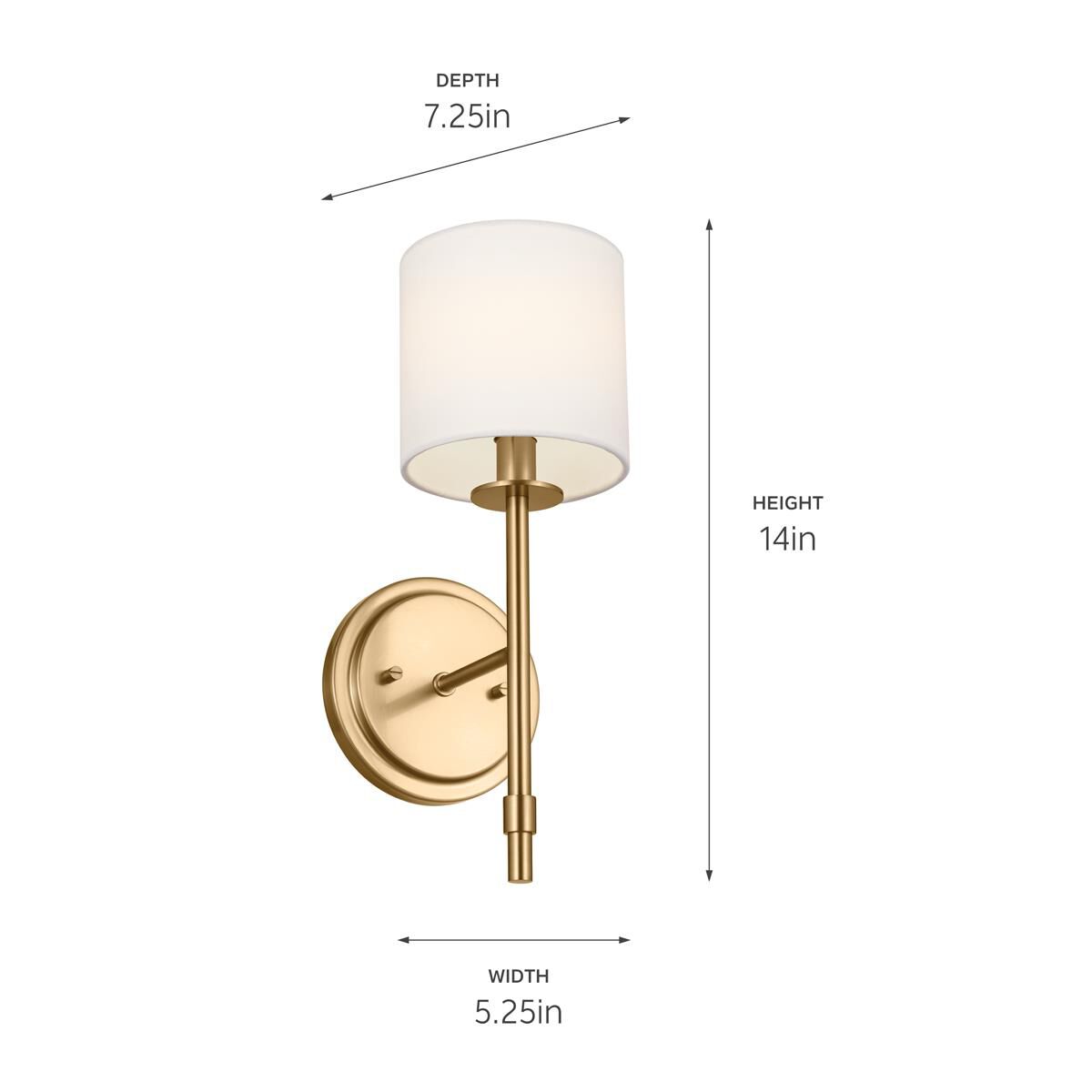 Shown in Brushed Natural Brass finish and Fabric and Drum shade