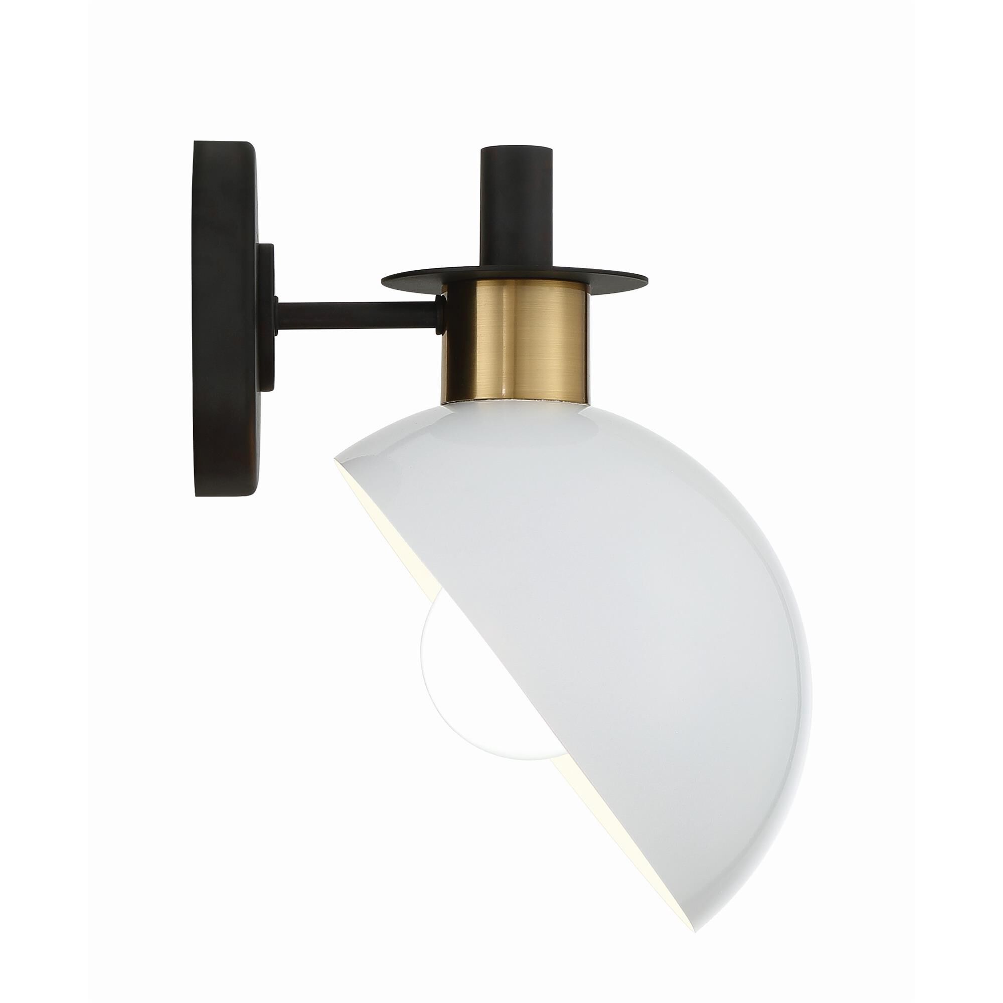 Shown in Matte Black and Aged Brass finish and Metal shade