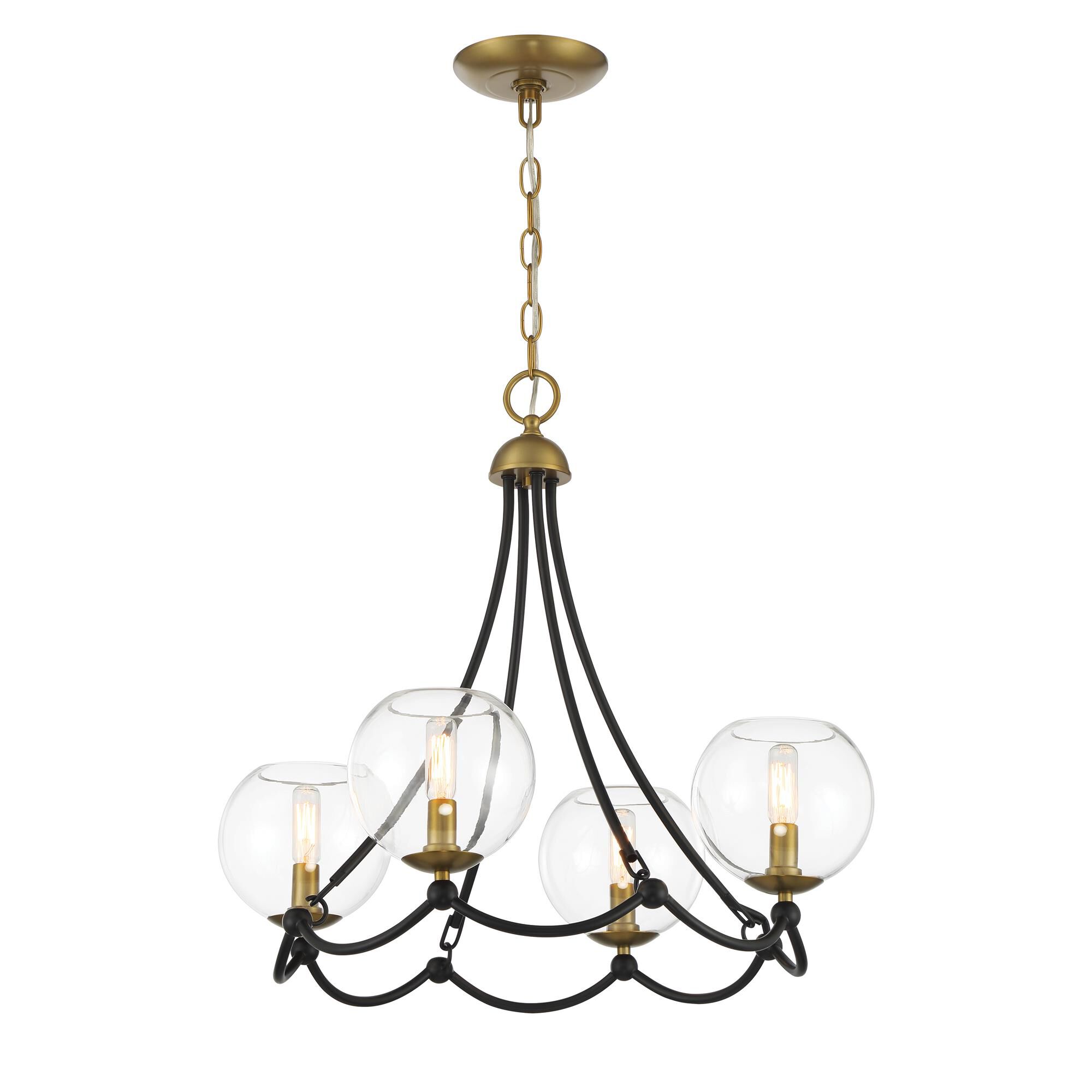 Shown in Coal And Soft Brass finish and Clear glass and Glass shade