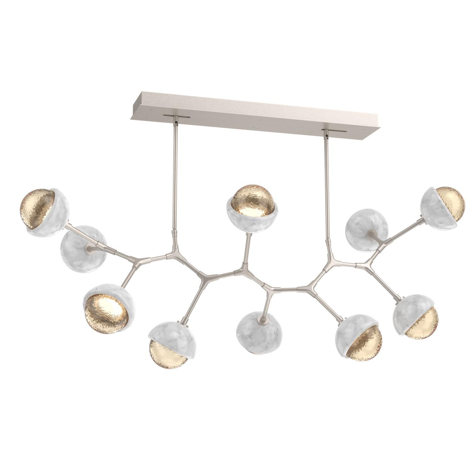 Shown in Beige Silver finish and Amber glass and White Marble accent
