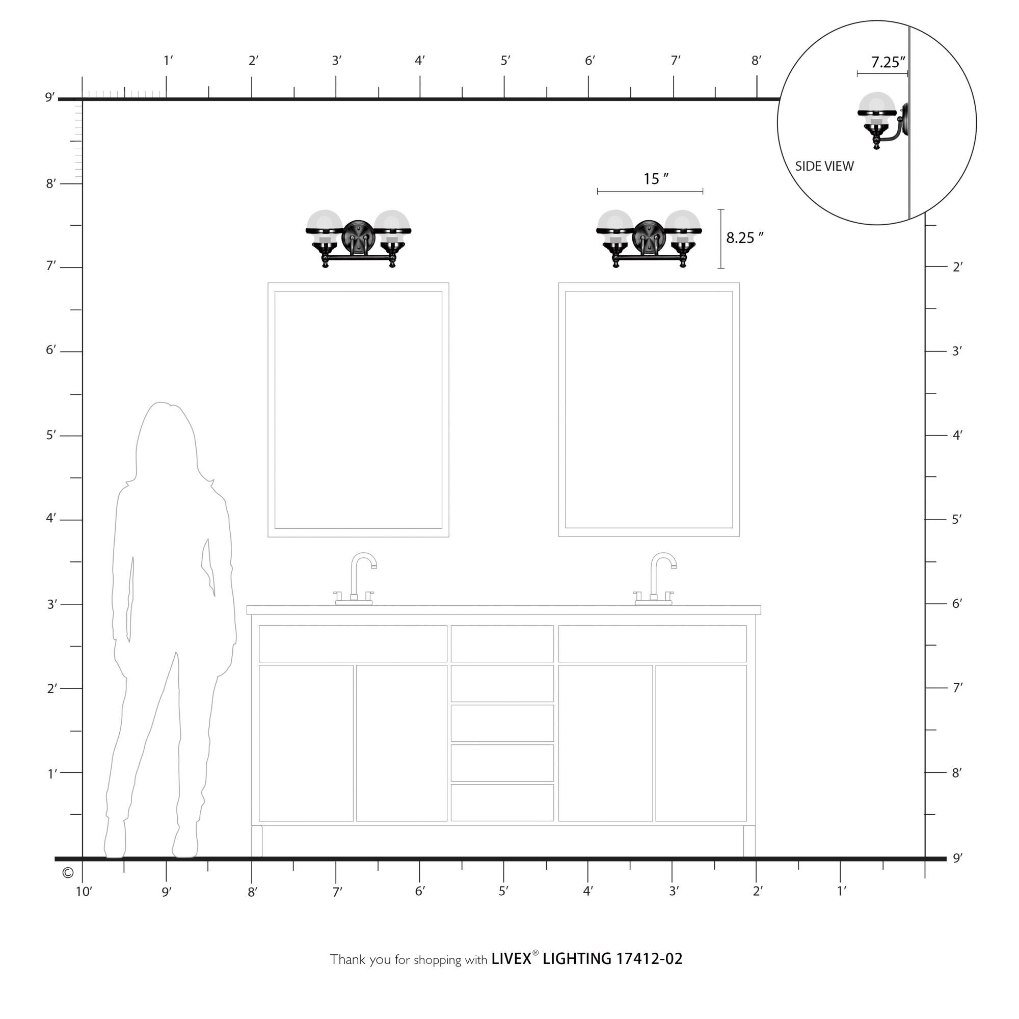 Oldwick 15 Inch 2 Light Bath Vanity Light by Livex Lighting