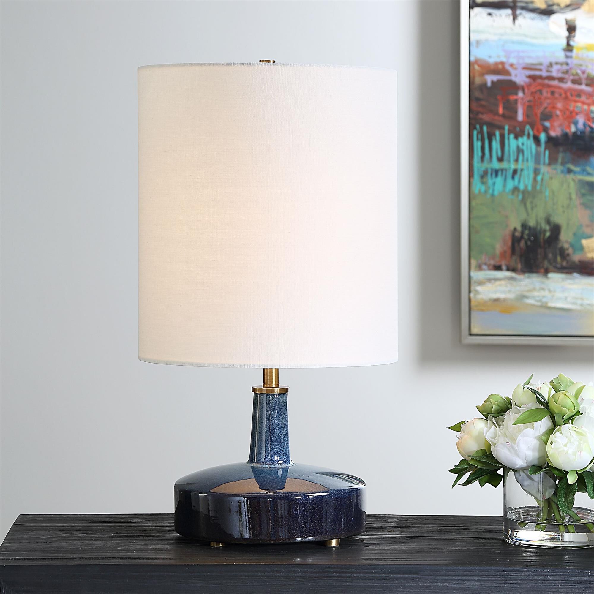 Shown in Add A Touch Of Artistic Flair To Your Space With Our Unique Ceramic Table Lamp, Boasting A Captivati finish and Round Drum Hardback shade