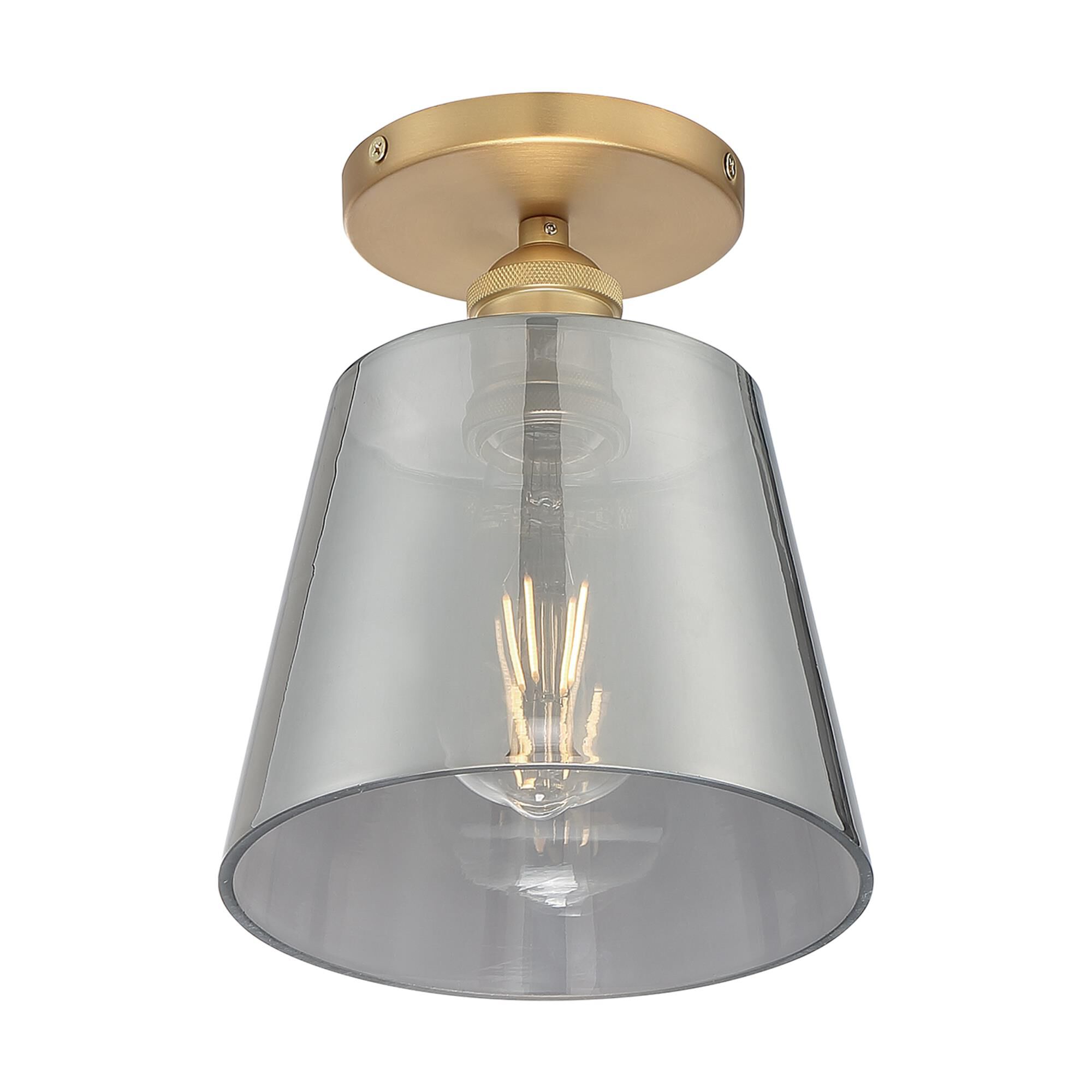 Shown in Brushed Brass finish and Smoked glass