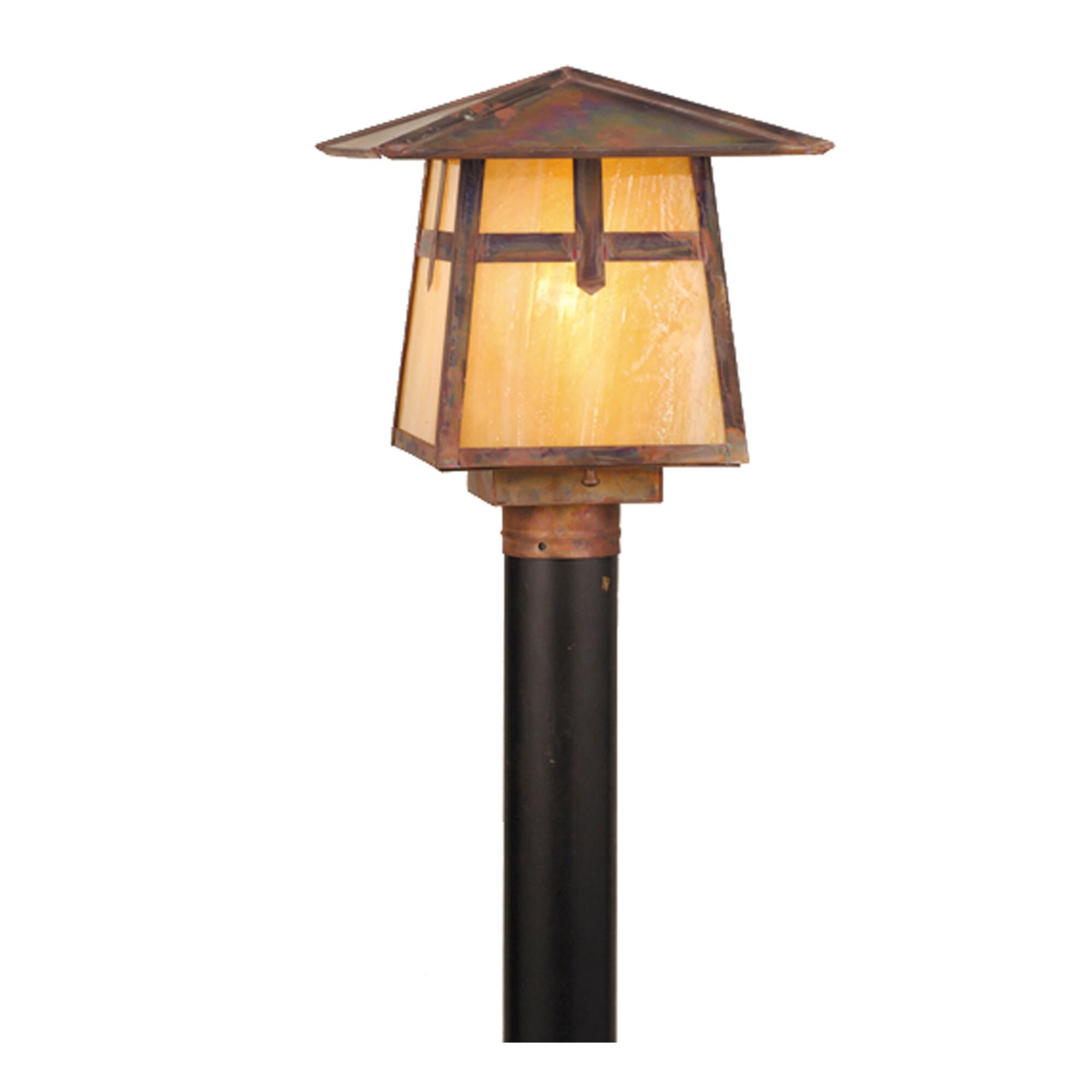 Shown in Vintage Copper Finish finish and Iridized Beige glass