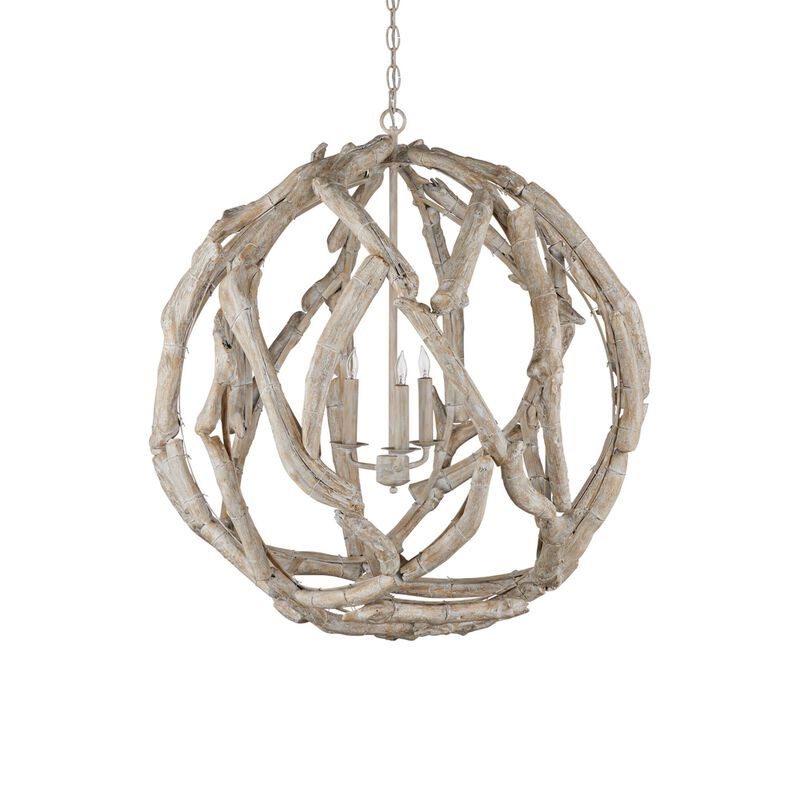 Driftwood 29 Inch Chandelier by Currey and Company