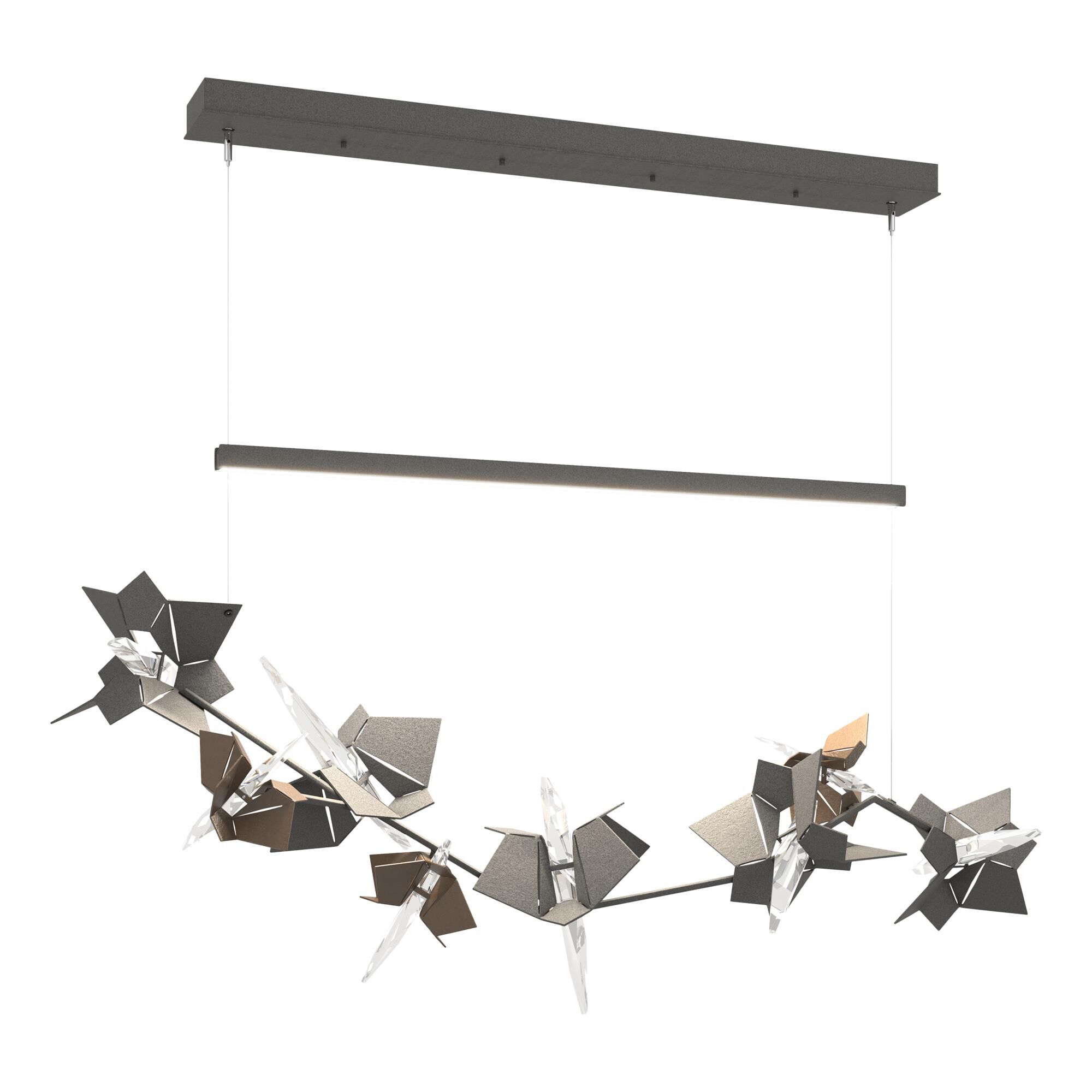 Shown in Natural Iron finish and Swarovski crystal and Natural Iron glass and Bronze accent